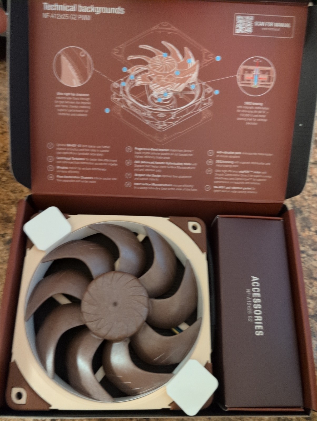 Noctua NF-A12x25 G2 PWM 120mm, Beige-and-Brown