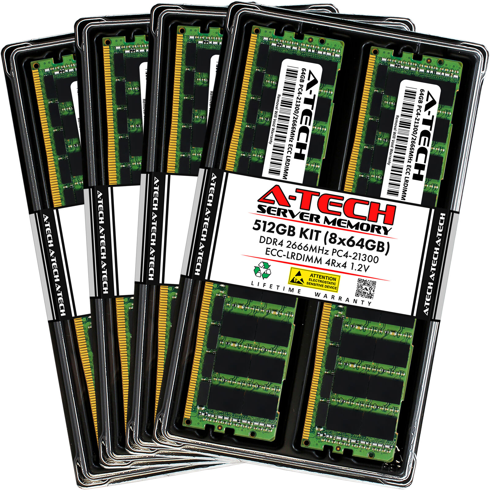 A-Tech 512GB 8x 64GB 4Rx4 PC4-21300 ECC Load Reduced LRDIMM Server Memory RAM