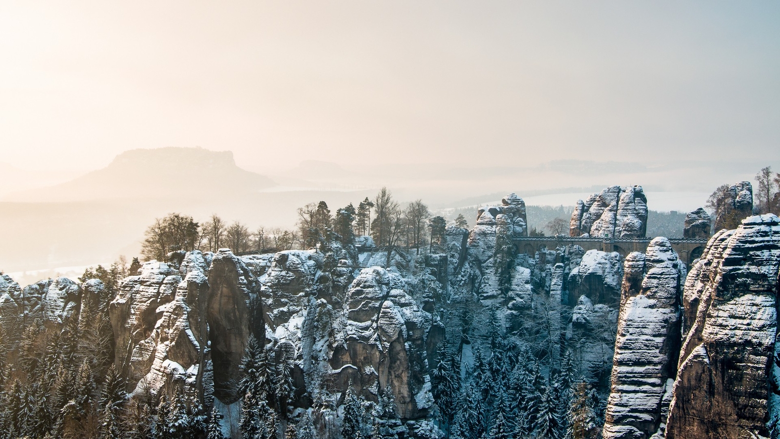 Landscape nature rocks snow bridge Custom Gaming Mat Desk