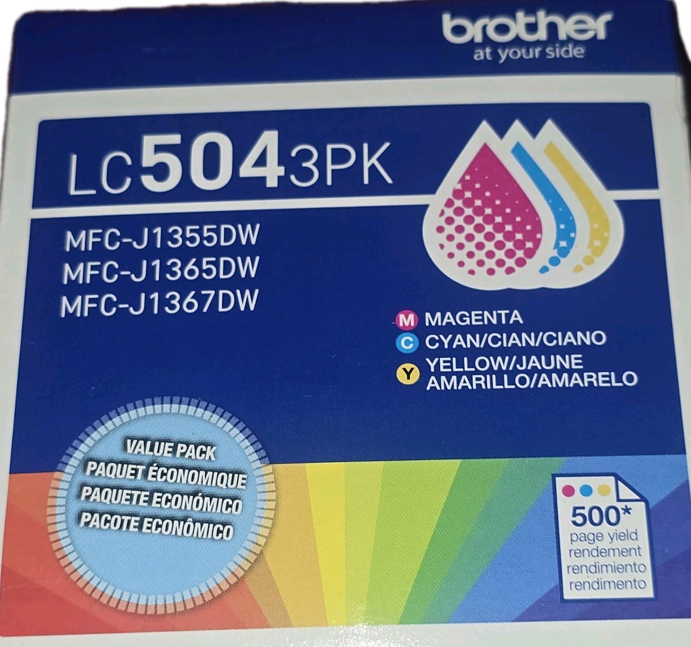 Brother Gen LC504 3PK Standard Yield Cyan Magenta Yellow Ink Cartridge Office 