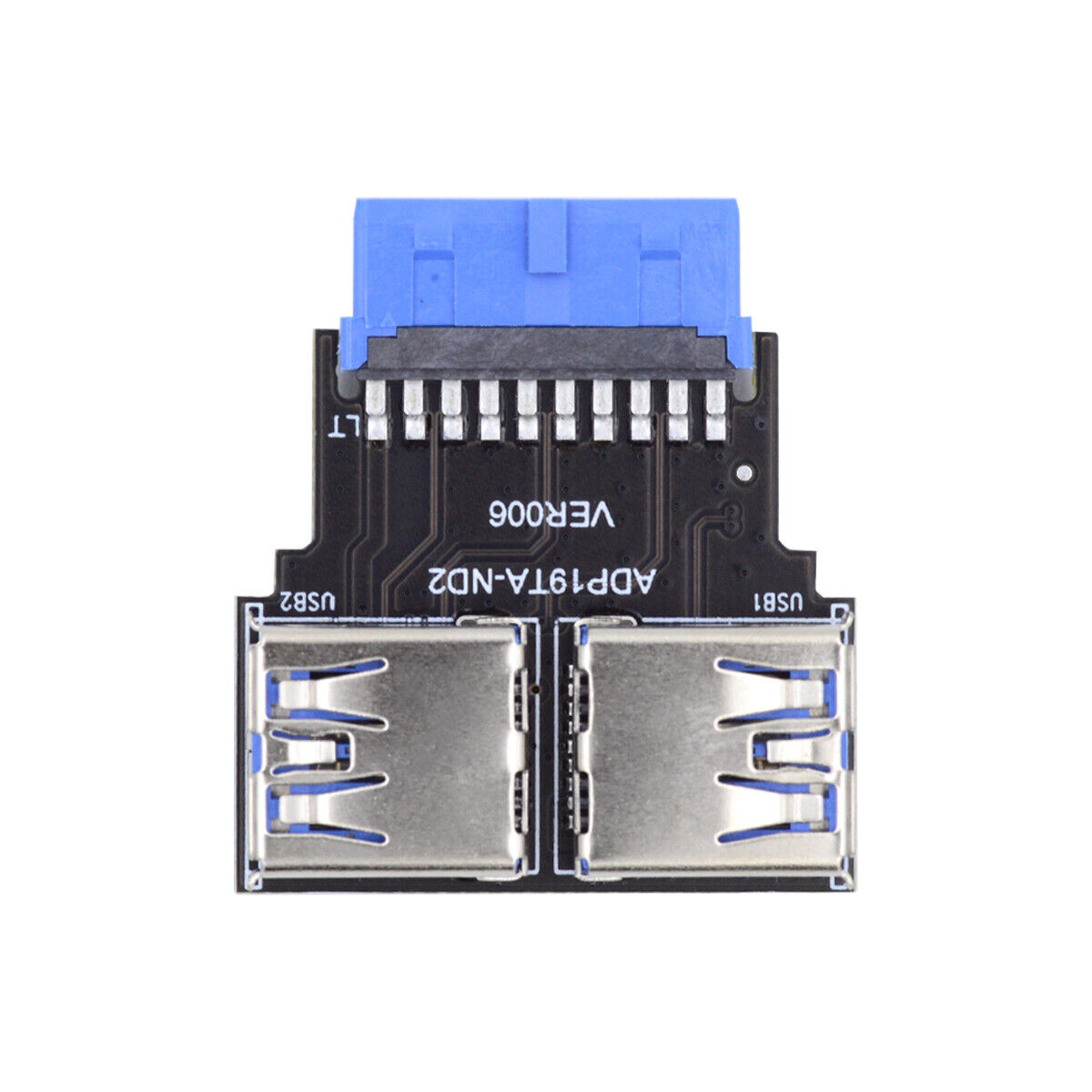 CY Horizontal Type Dual USB 3.0 to Motherboard 20/19 Pin Box Header Slot Adapter