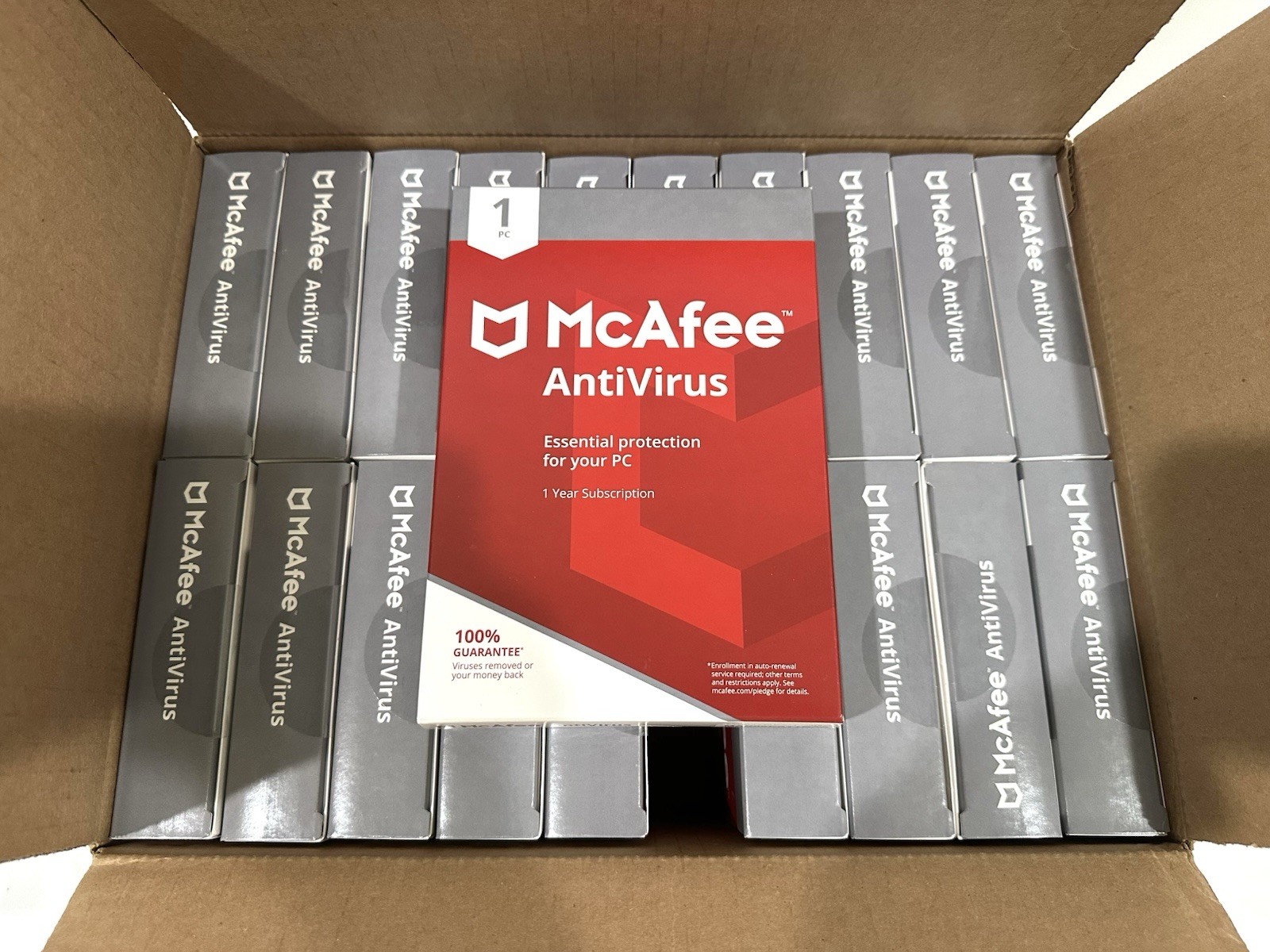 New Sealed Box of 20 McAfee AntiVirus Software 1PC 1 Year Windows 10, 8.1, 8, 7