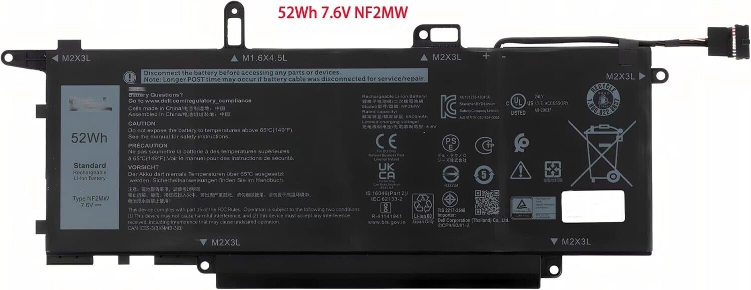 Original 52Wh 7.6V Battery Compatible Dell DJ5GG 0DJ5GG GJD1V 0GJD1V 07146W