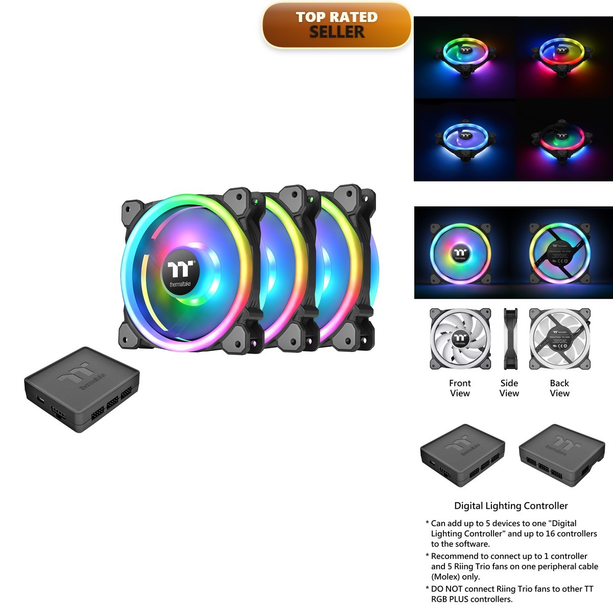 Thermaltake Riing Trio 12 RGB TT Premium Edition 120mm Software Enabled 30