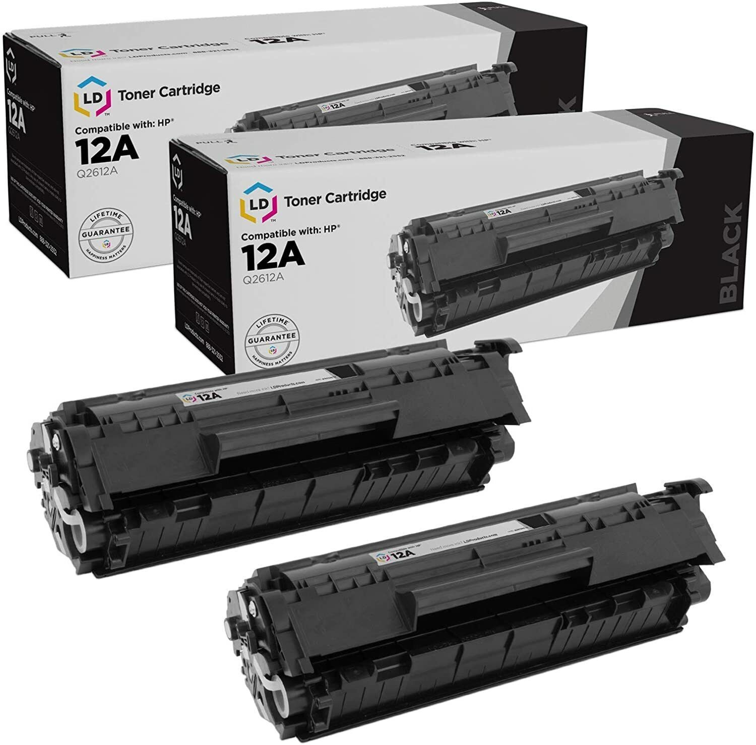 LD 2PK Comp Black Laser Toner Cartridge for HP 12A Q2612A LaserJet 1020 1022n