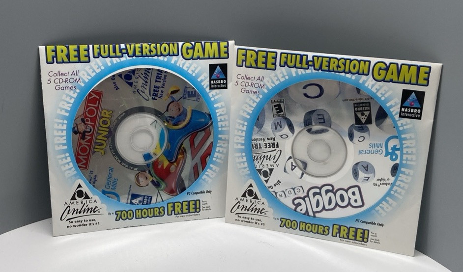 VNTG Lot of 2 “General Mills” CD-Rom Games (Boggle, Monopoly Junior) SEALED