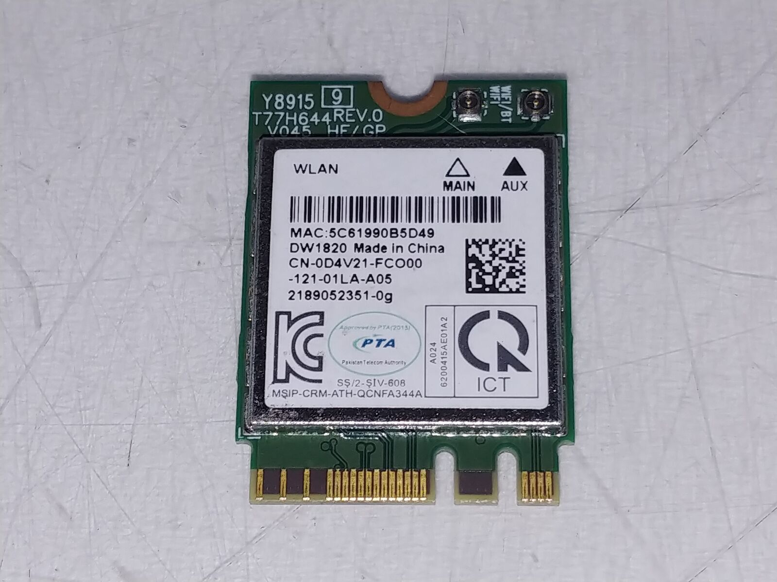 Dell D4V21 DW1820 802.11ac M.2 Wireless Card + Bluetooth 4.1
