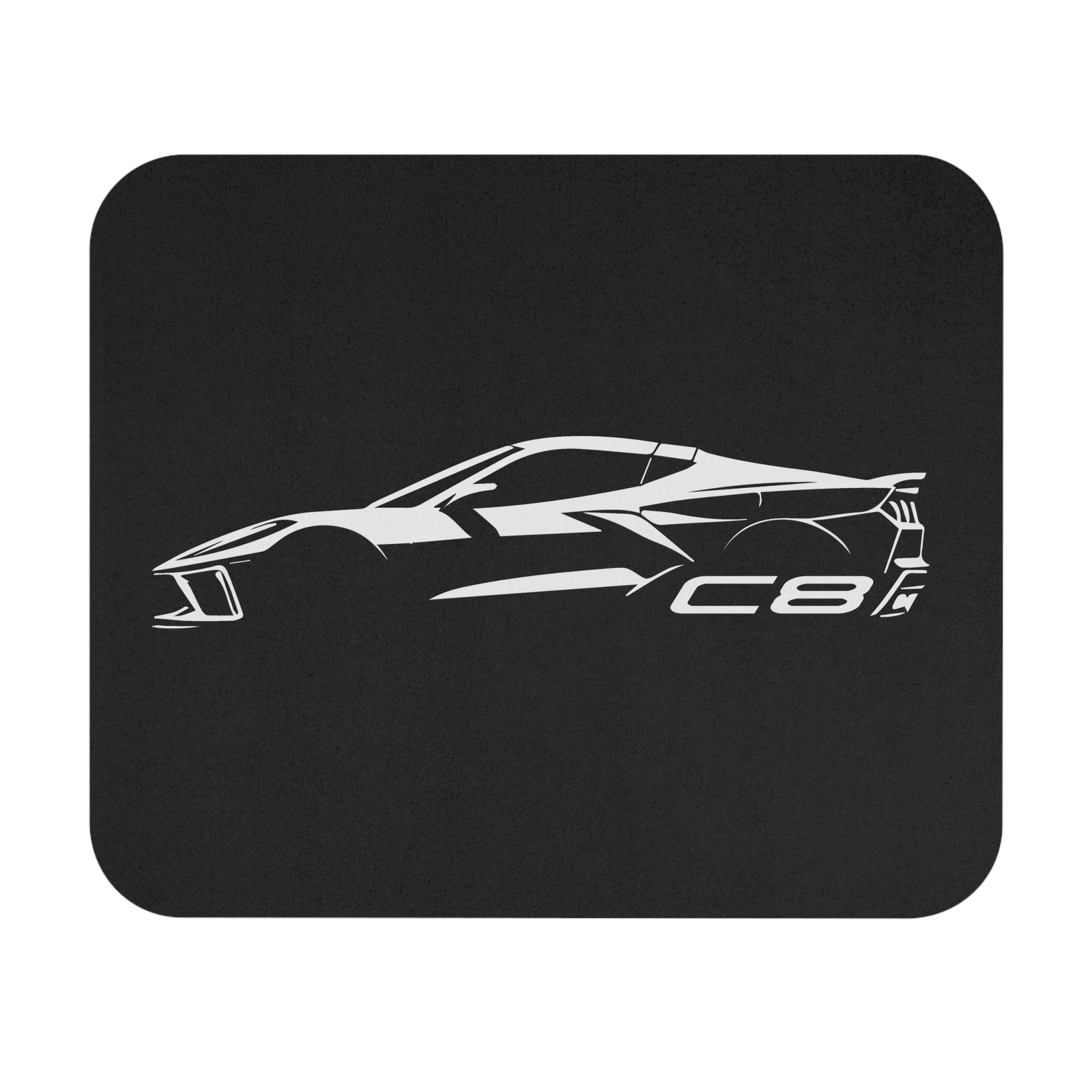 C8 Corvette Stingray White Silhouette Graphic Mouse Pad – Sports Car Desk Mat