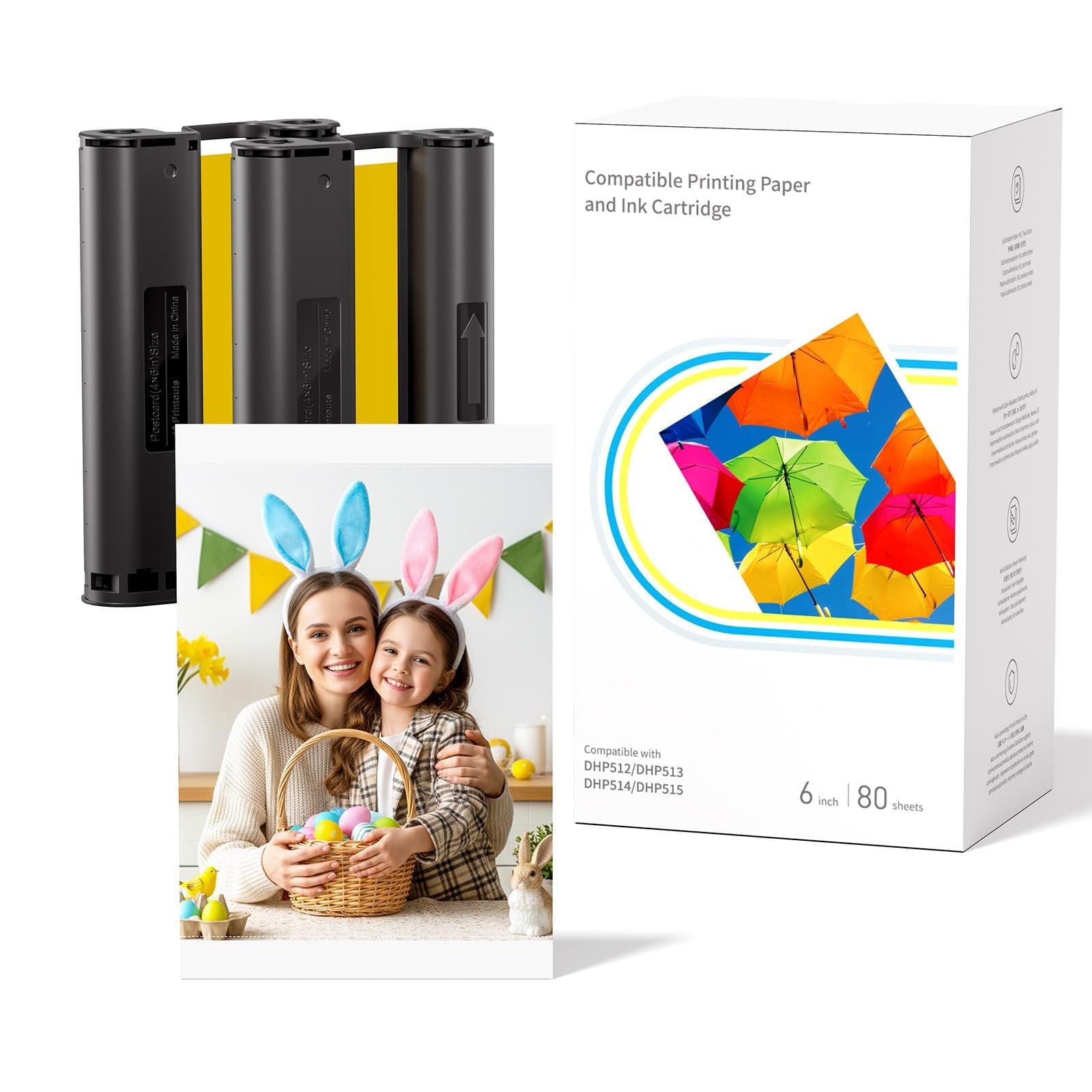Compatible with Liene M100 4x6'' 80 Photo printer Paper and 2 Ink Cartridges ...
