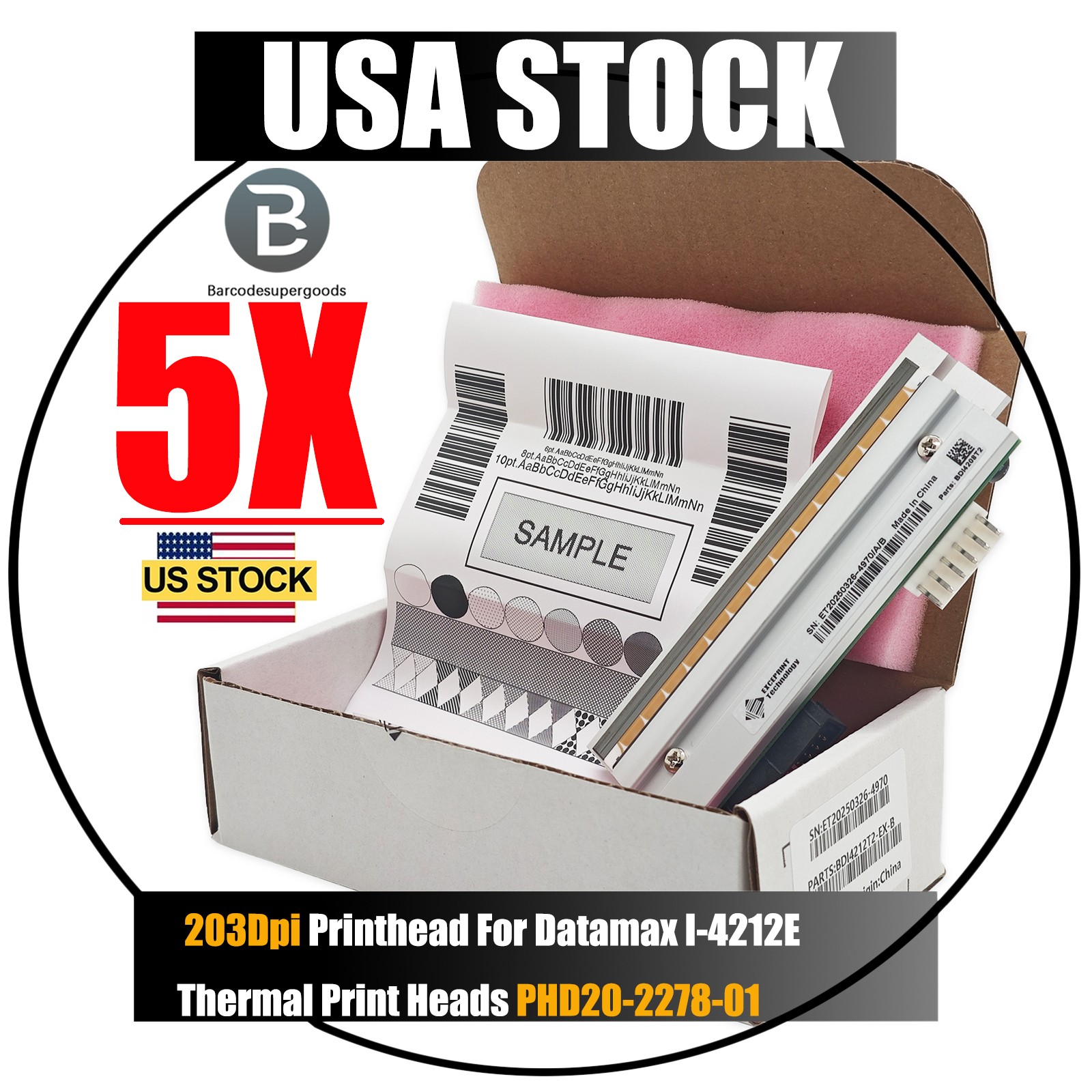 5X PHD20-2278-01 For Datamax I-4212E Mark II Printer Printhead 203dpi USA STOCK
