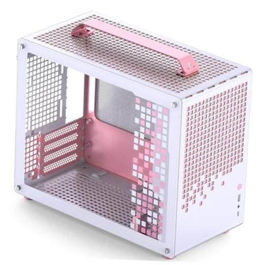 /JONSPLUS Z20 Micro-ATX Mini Tower Pc Case,with Detachable Carrying Pink/White