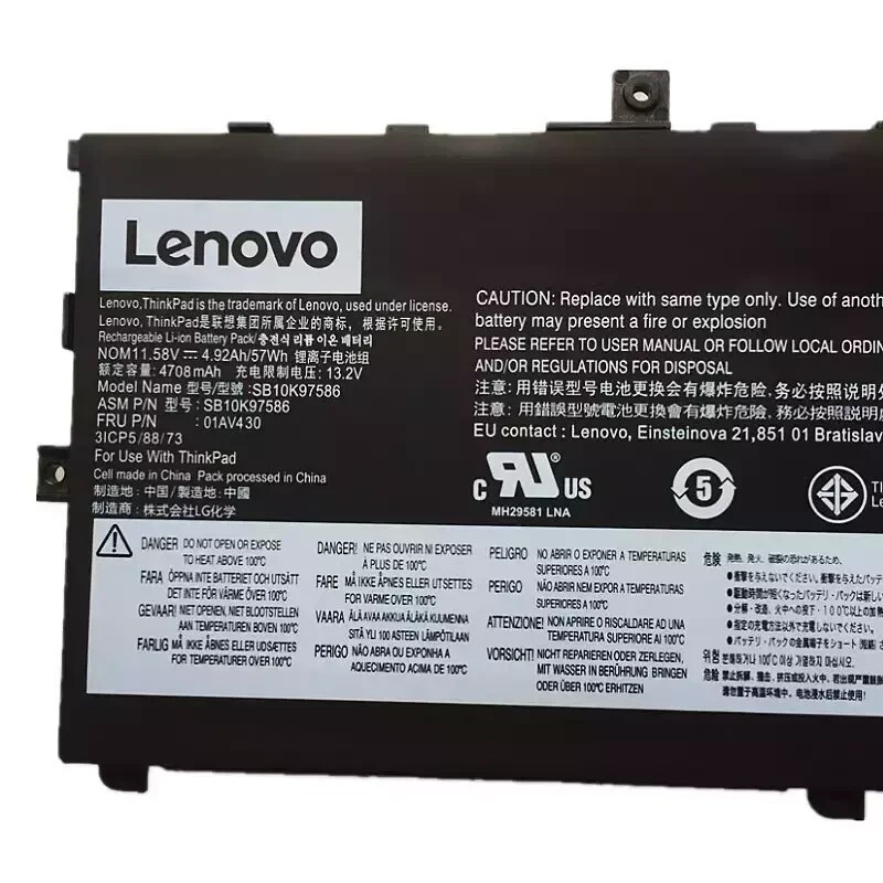 57Wh Genuine 01AV430 Battery for Lenovo ThinkPad X1 Carbon 5th 6th Gen 2017 2018