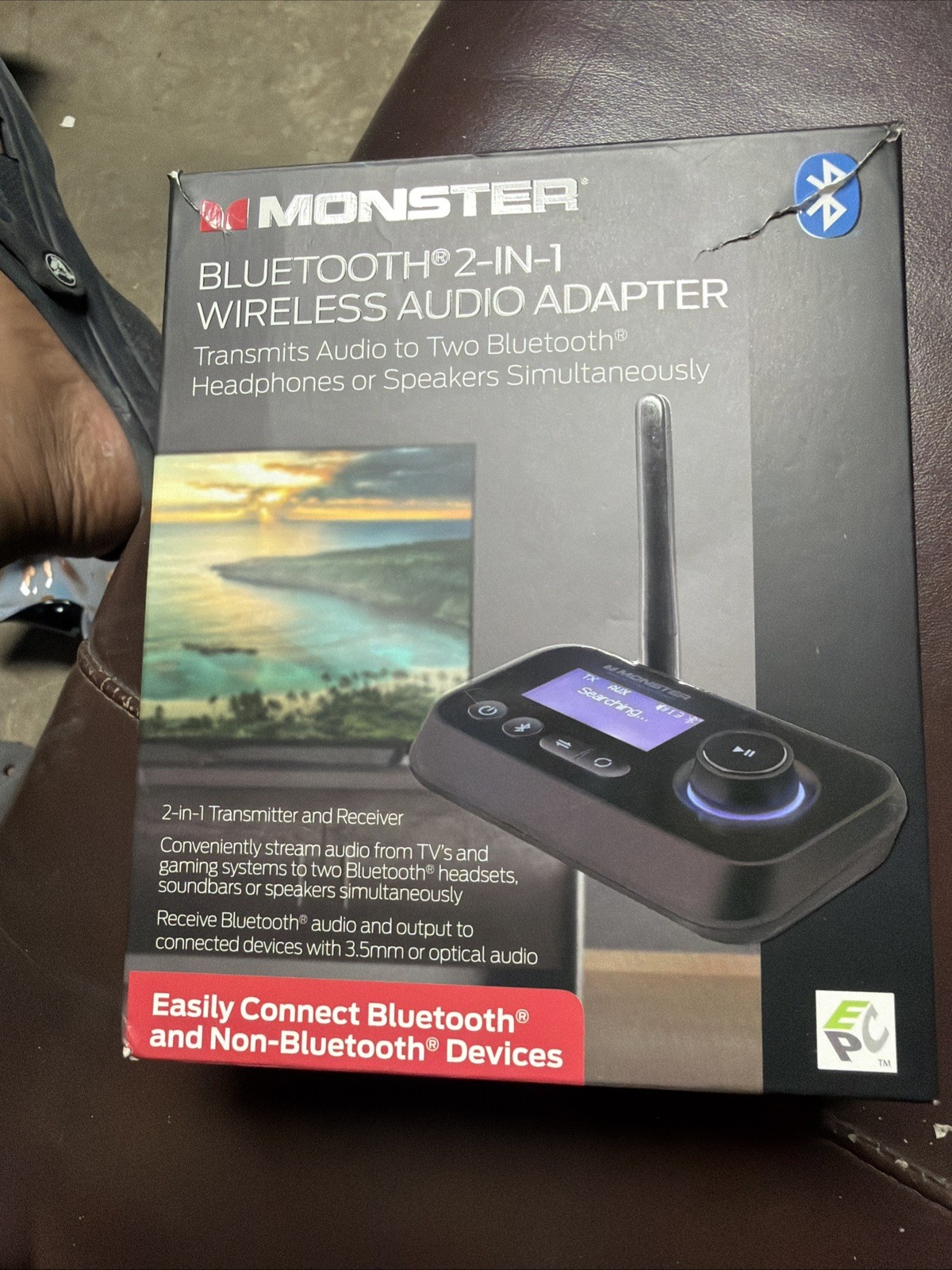 Monster Bluetooth 2 In 1 Wireless Audio Adapter - Black New in Box Sealed