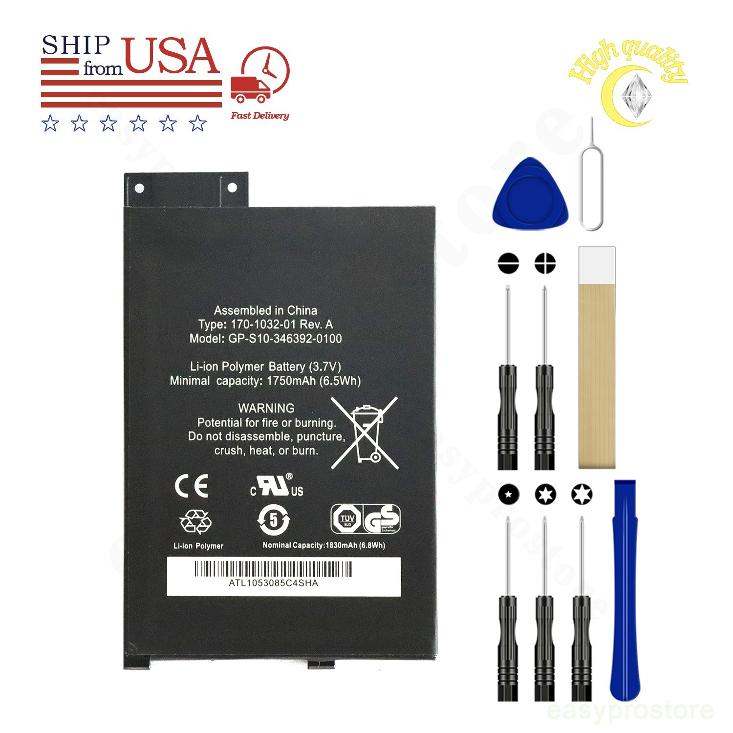 New Battery 170-1032-00 /01 For Amazon Kindle Keyboard 3rd Gen D00901 Graphite