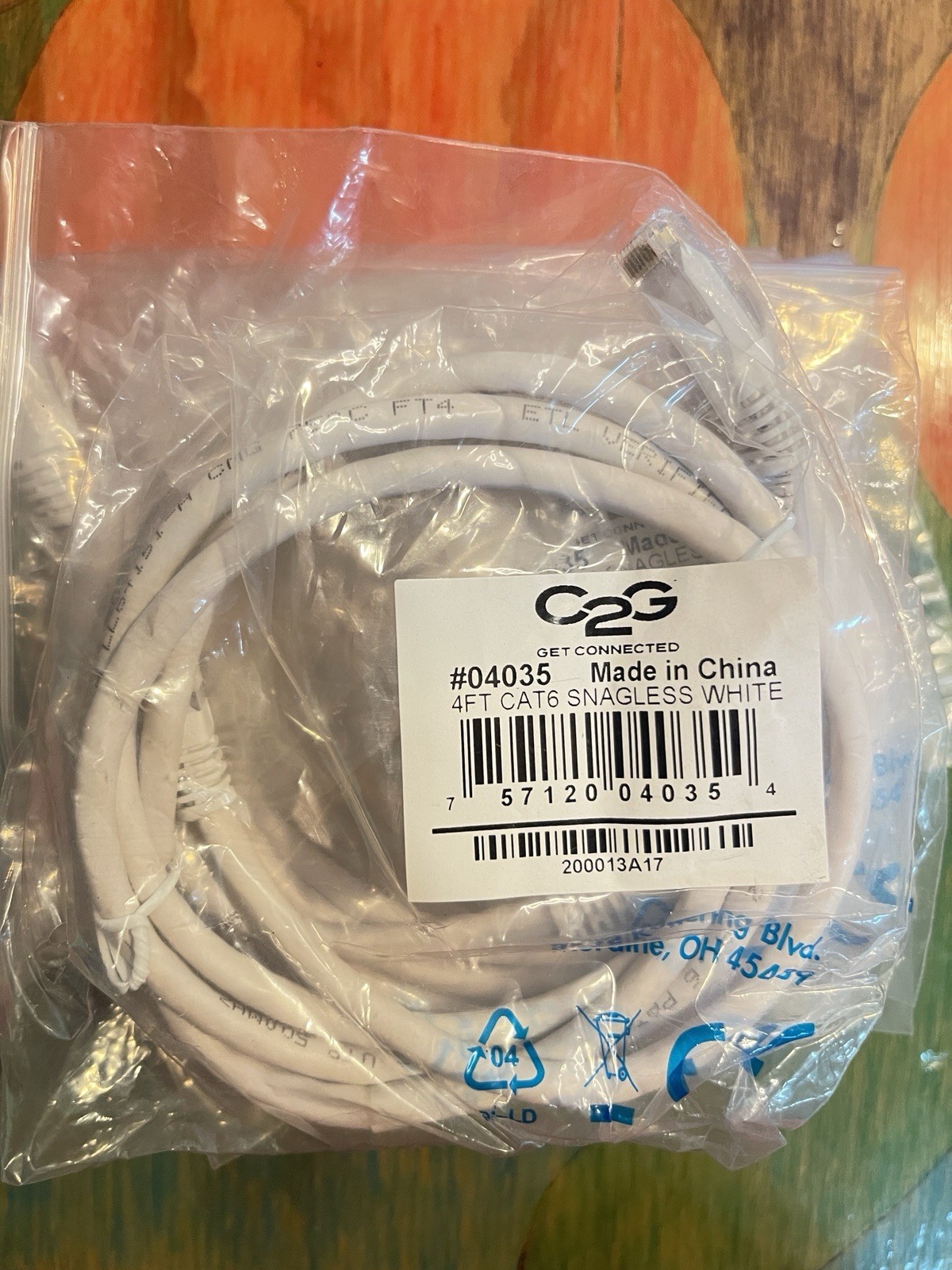 Lot of 5 4f C2G CAT 6 Snagless Ethernet Patch Cable White #04035 New Packages
