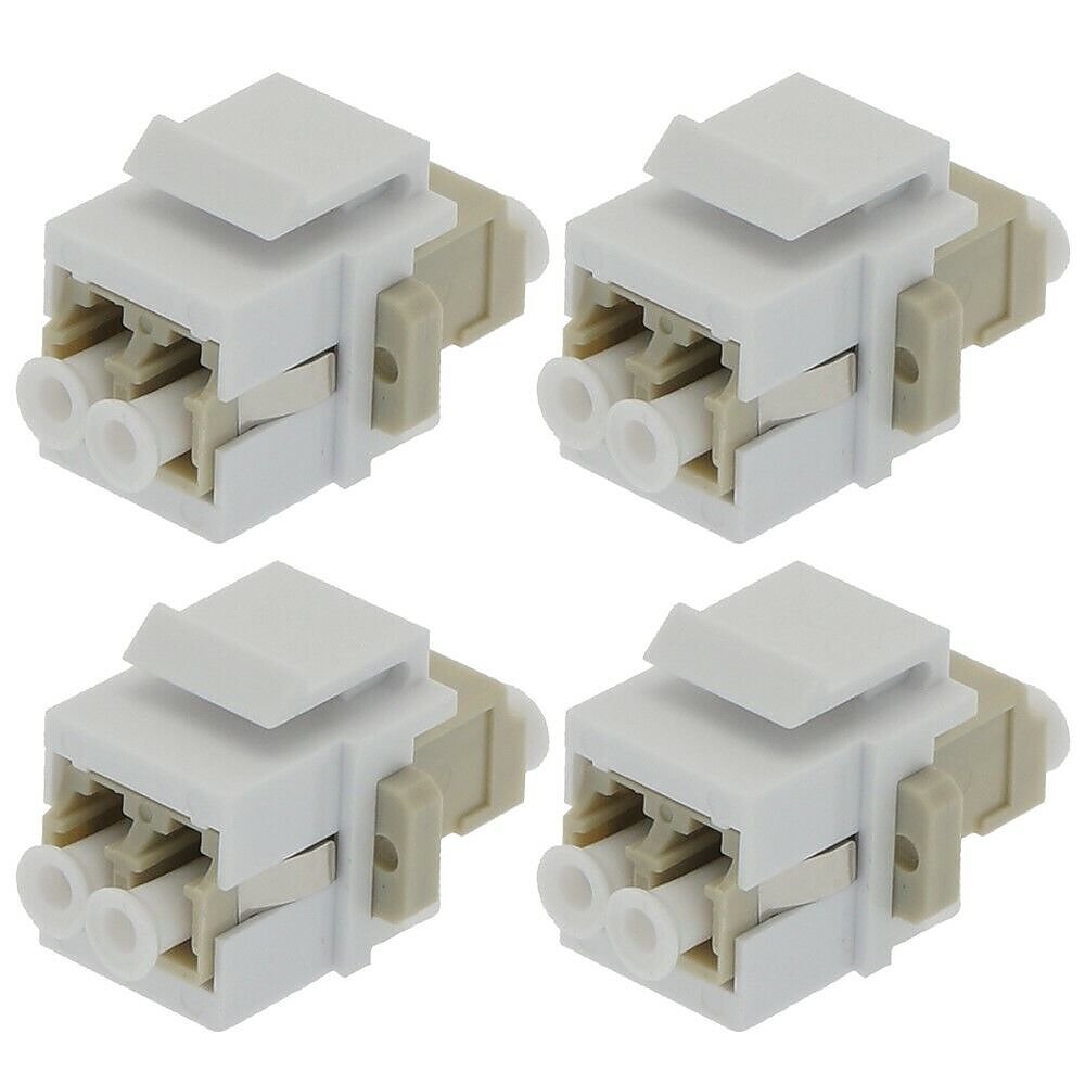 4 PCS LC/UPC Duplex Multi Mode Fiber Optical Coupler Keystone Jack Snap-in Ivory