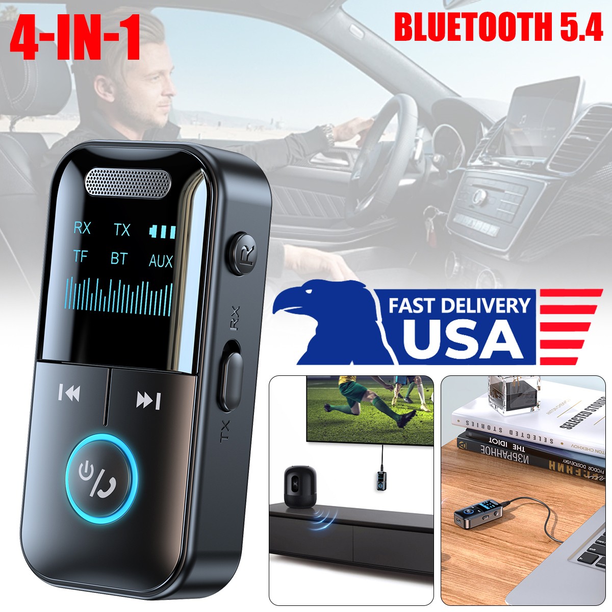 GT69 Long-lasting battery life Digital Display 4-in-1 Bluetooth Adapter for MP3