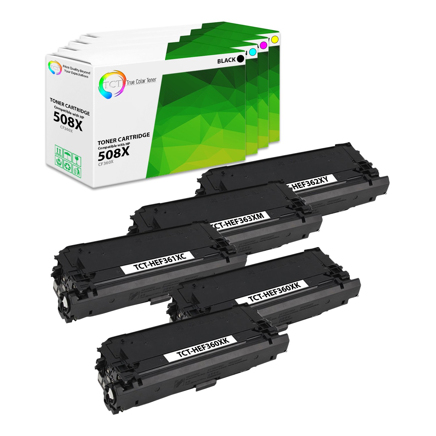TCT 5PK 508X Toner Set CF360X CF361X CF362X CF363X For HP Enterprise M552 M553