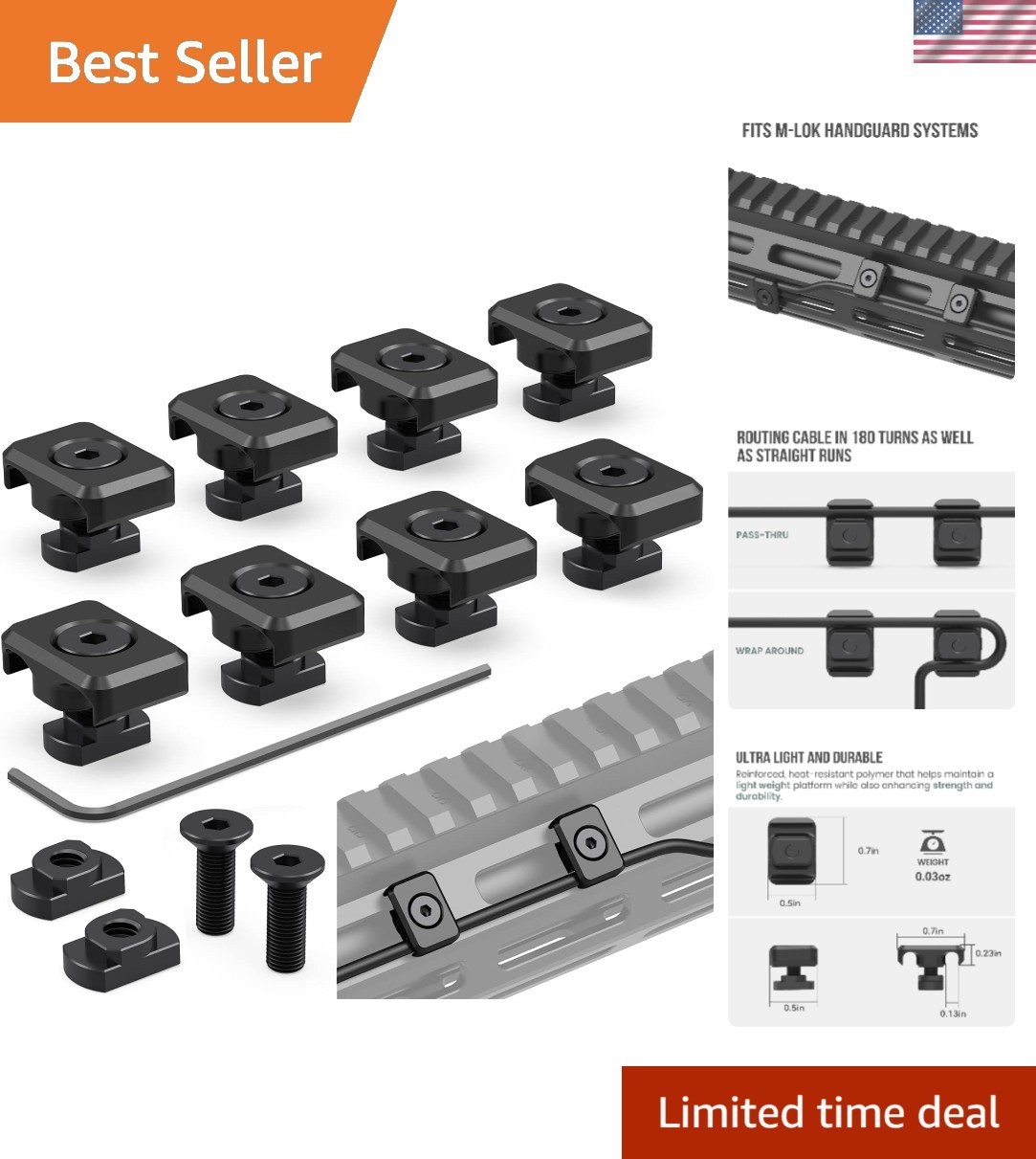 Pressure Switch Cable Management Guides Compatible with M-LOK System