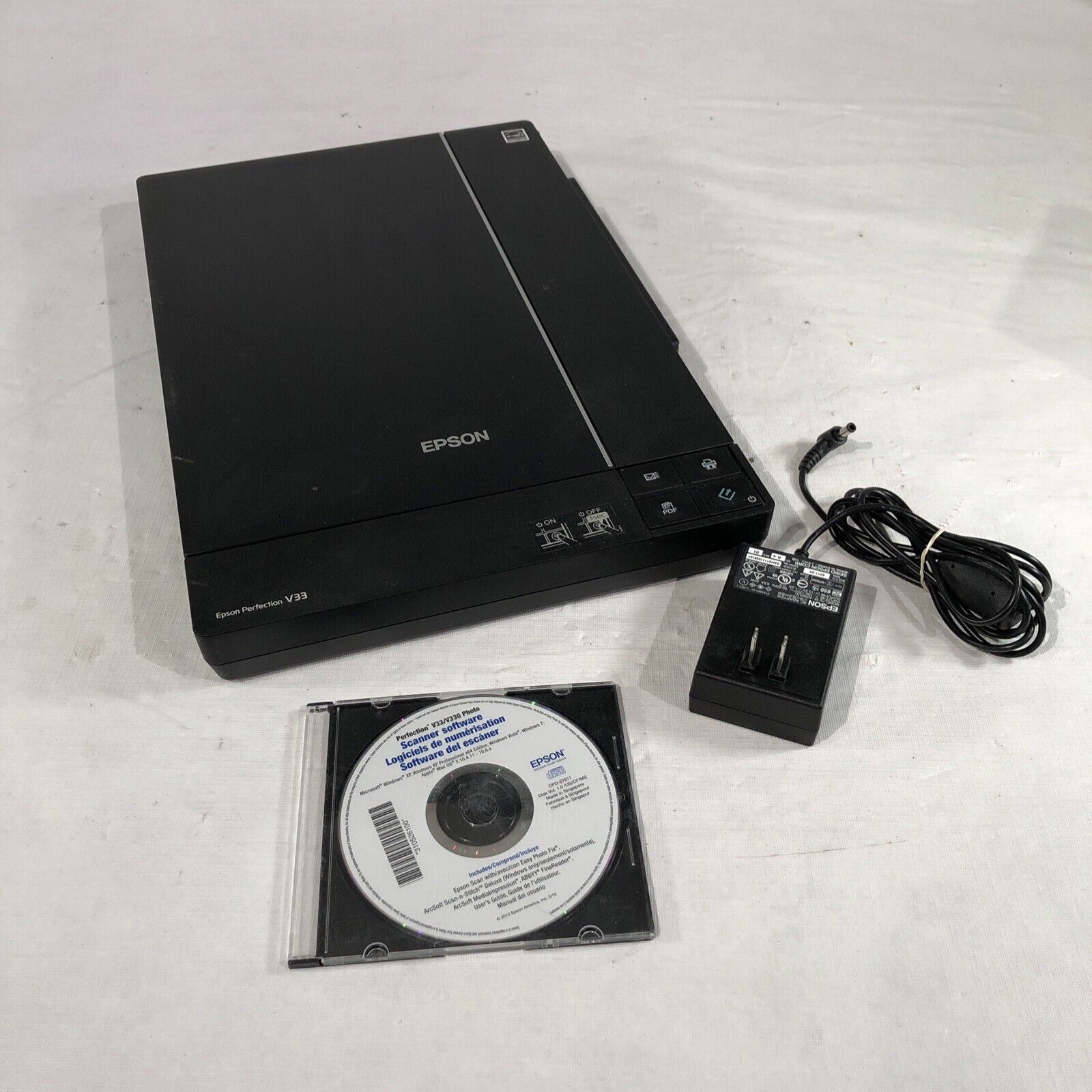 Epson Perfection V33 Flatbed Color Photo Document Scanner w/ Power Adapter 