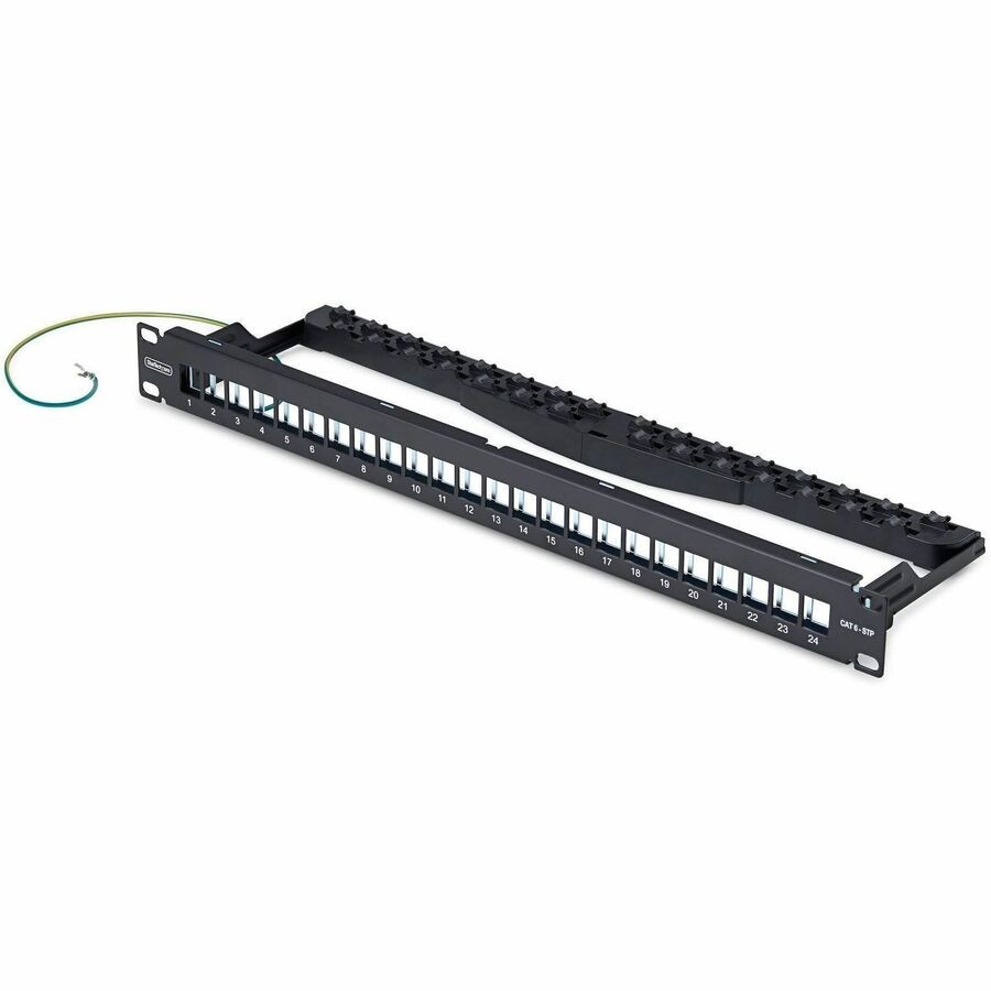 StarTech 24 Port 1U Blank Keystone Patch Panel with Cable Management Bar