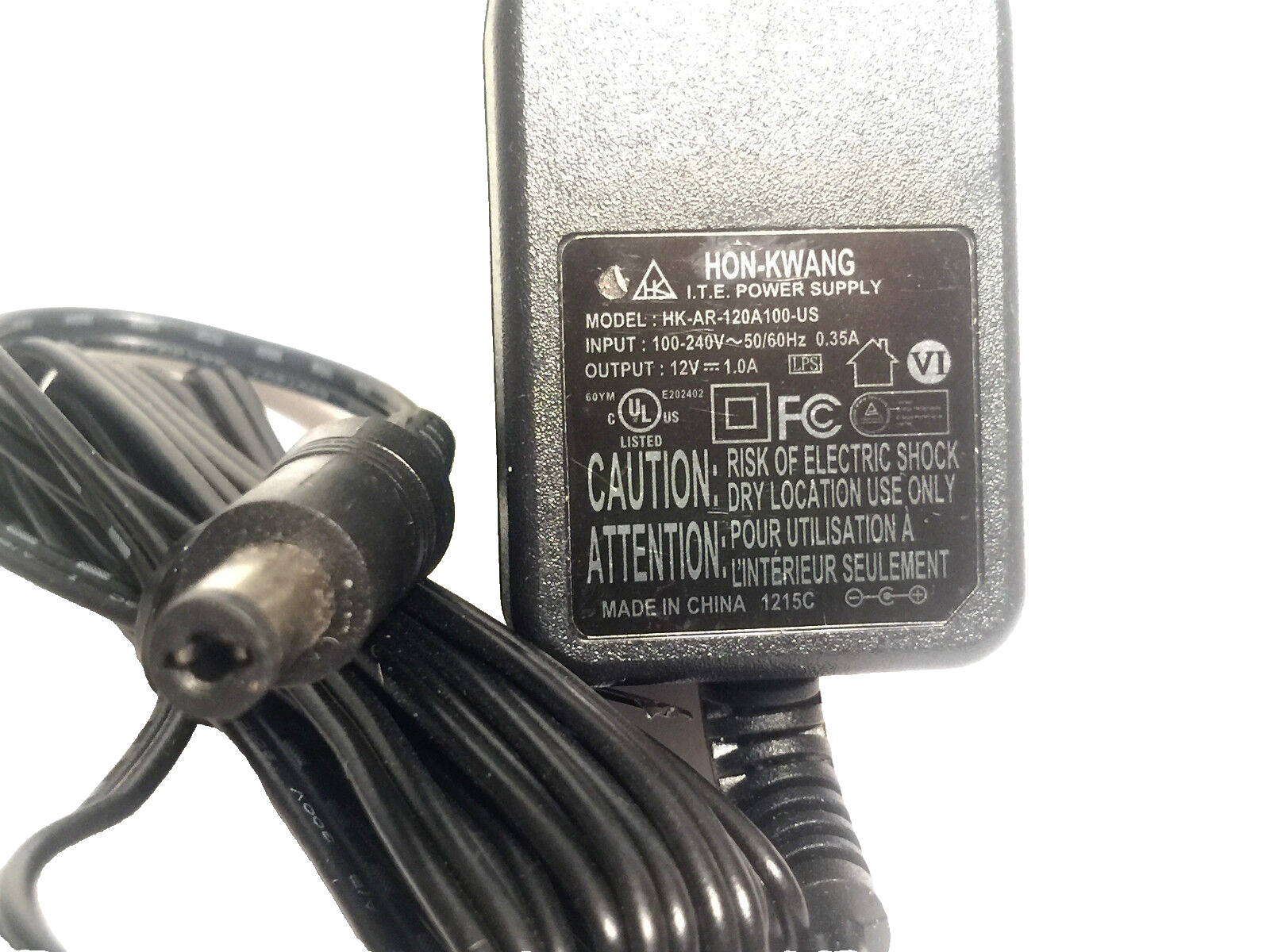GENUINE HON KWANG  HK-AR-120A100-US POWER SUPPLY 100/240V 12V 1A FAST 