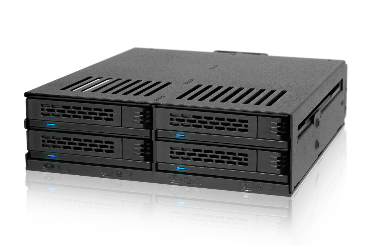 ICY DOCK MB324SP-1B 4 Bay 2.5 SATA SAS HDD SSD Hot-Swap Mobile Rack 5.25 Bay