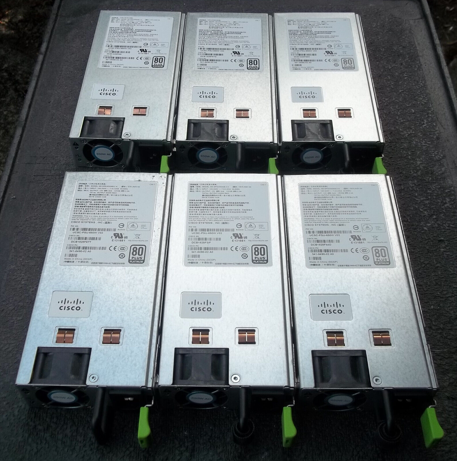 lot of 6 Cisco DPS-650AB-2 80 Plus Platinum 650W 341-0490-02 power supply