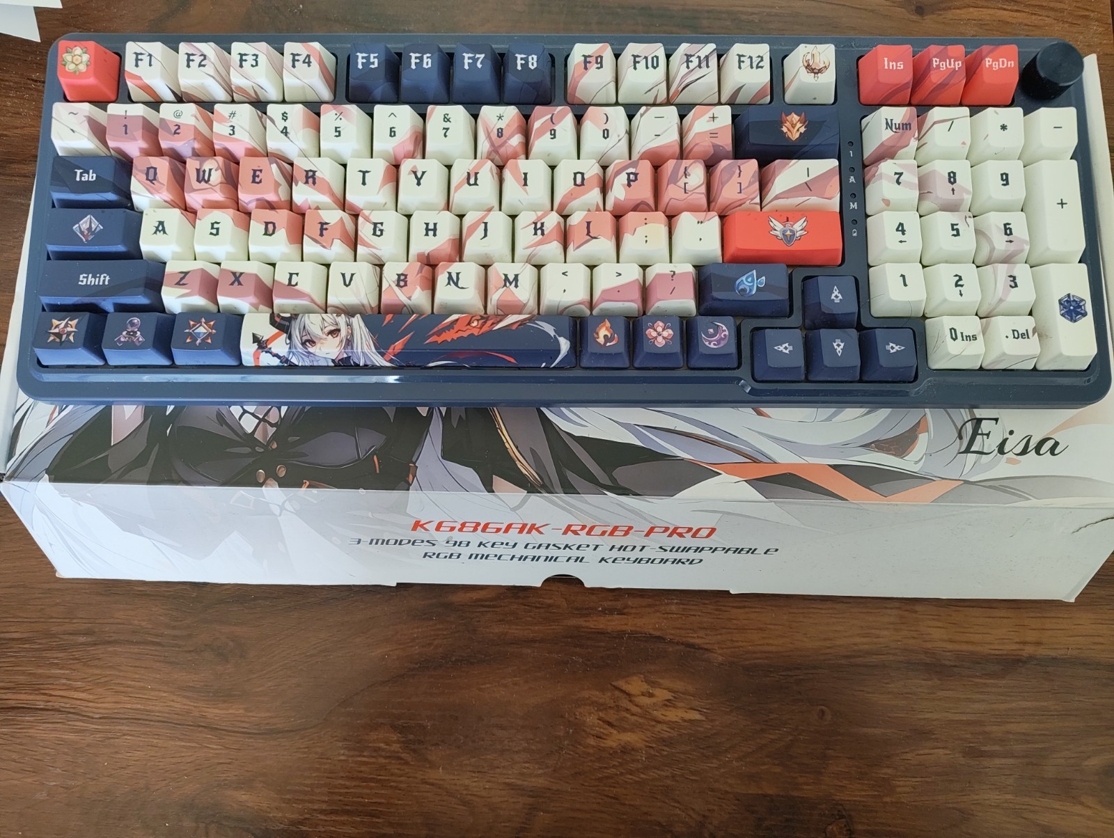 Redragon Eisa K686AK-RGB-PRO 98-Key Hot-Swappable RGB Keyboard, Wired/Wireless