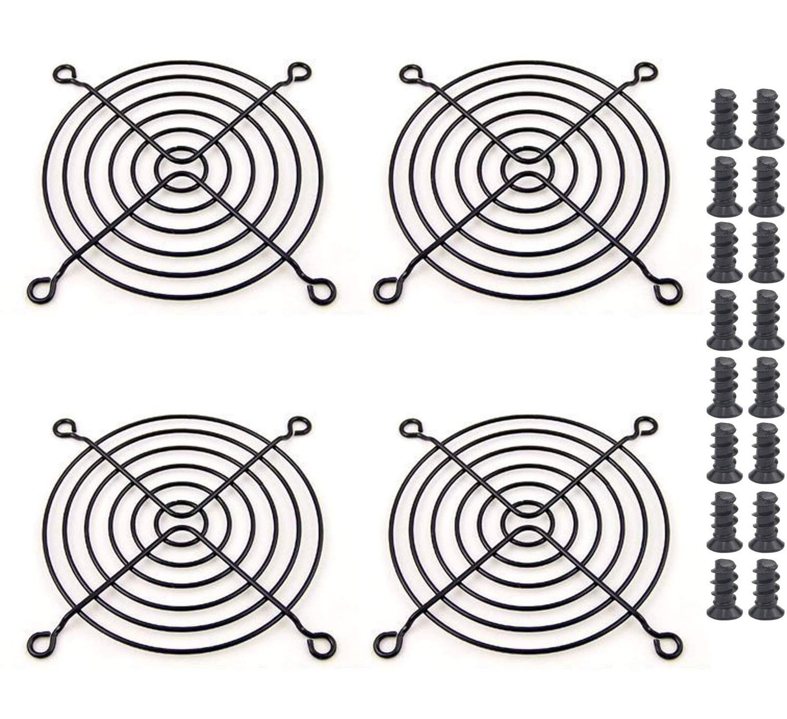 4pcs 92mm Fan Grill 92mm Guard Black with Screws (Black 92mm)