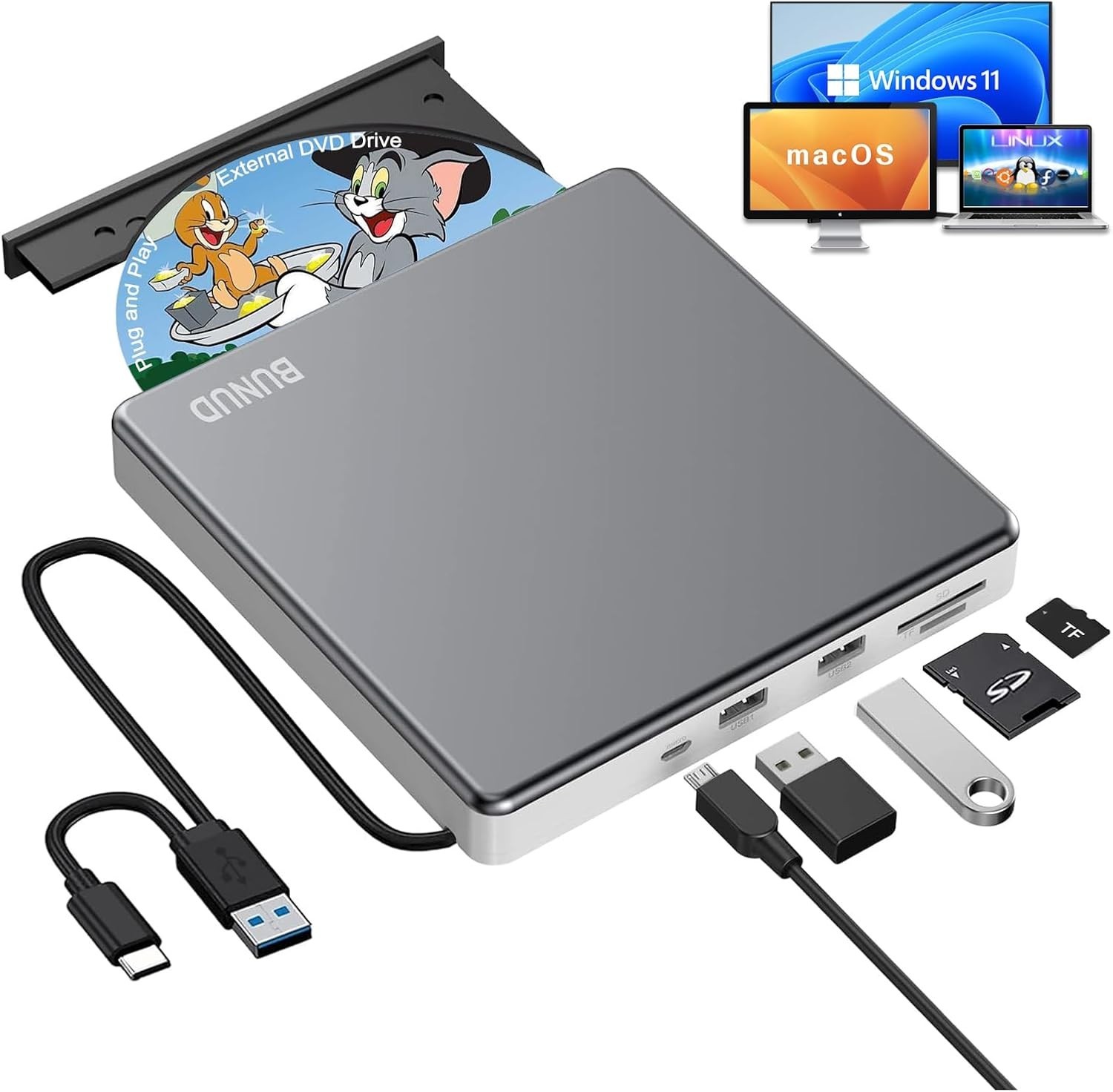 Unidad de DVD externa Superdrive USB C para lector de DVD USB 3.0 de Portatil