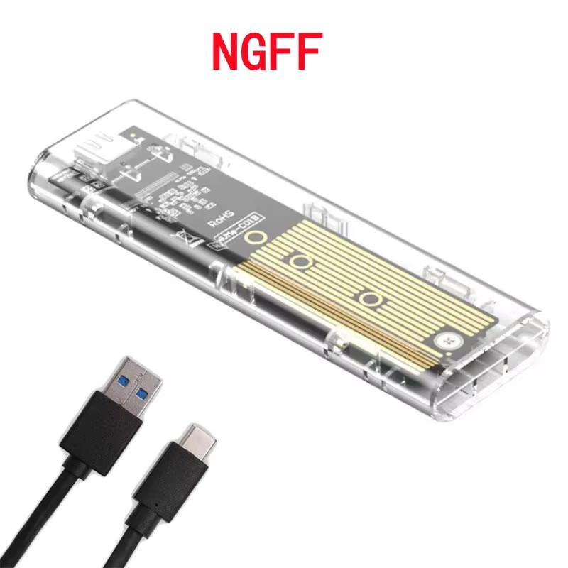 M.2 NVMe NGFF SSD Enclosure USB C 10Gbps External Transparent Case for Laptop PC