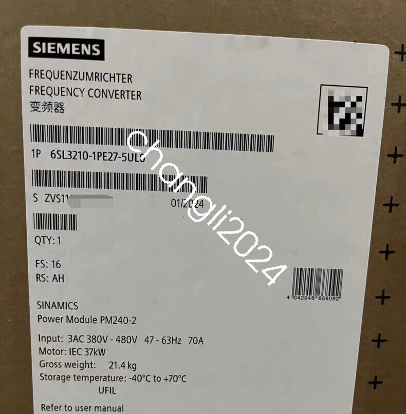 NEW Siemens 6SL3210-1PE27-5UL0 6SL3 210-1PE27-5UL0 G120 POWER MODULE PM240-2