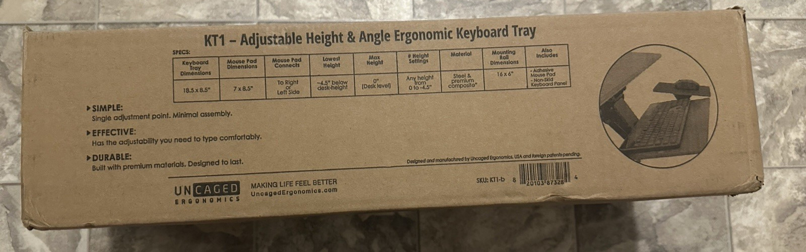 Kt1 Ergonomic Adjustable Under Desk Keyboard Tray Slide Out
