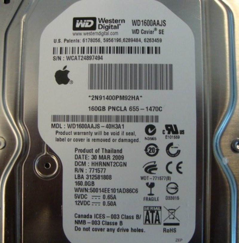 WD1600AAJS-40H3A1 Apple#655-1470C 160gb Sata Desktop Drive