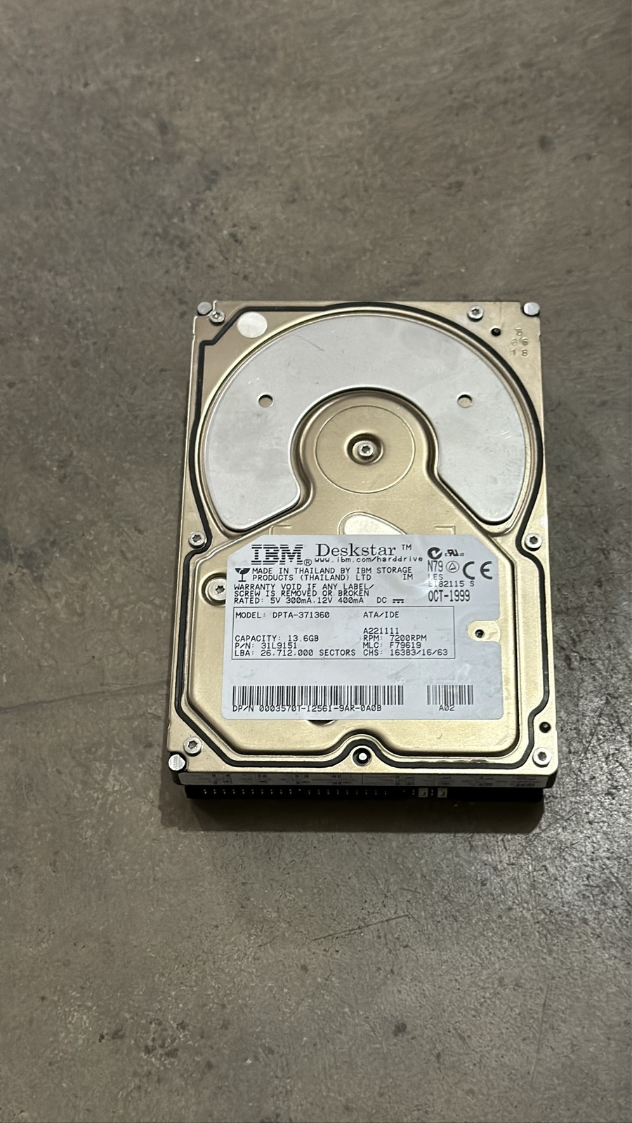 IBM Deskstar DPTA-371360 13.6GB 3.5 IDE Hard Drive 7200RPM