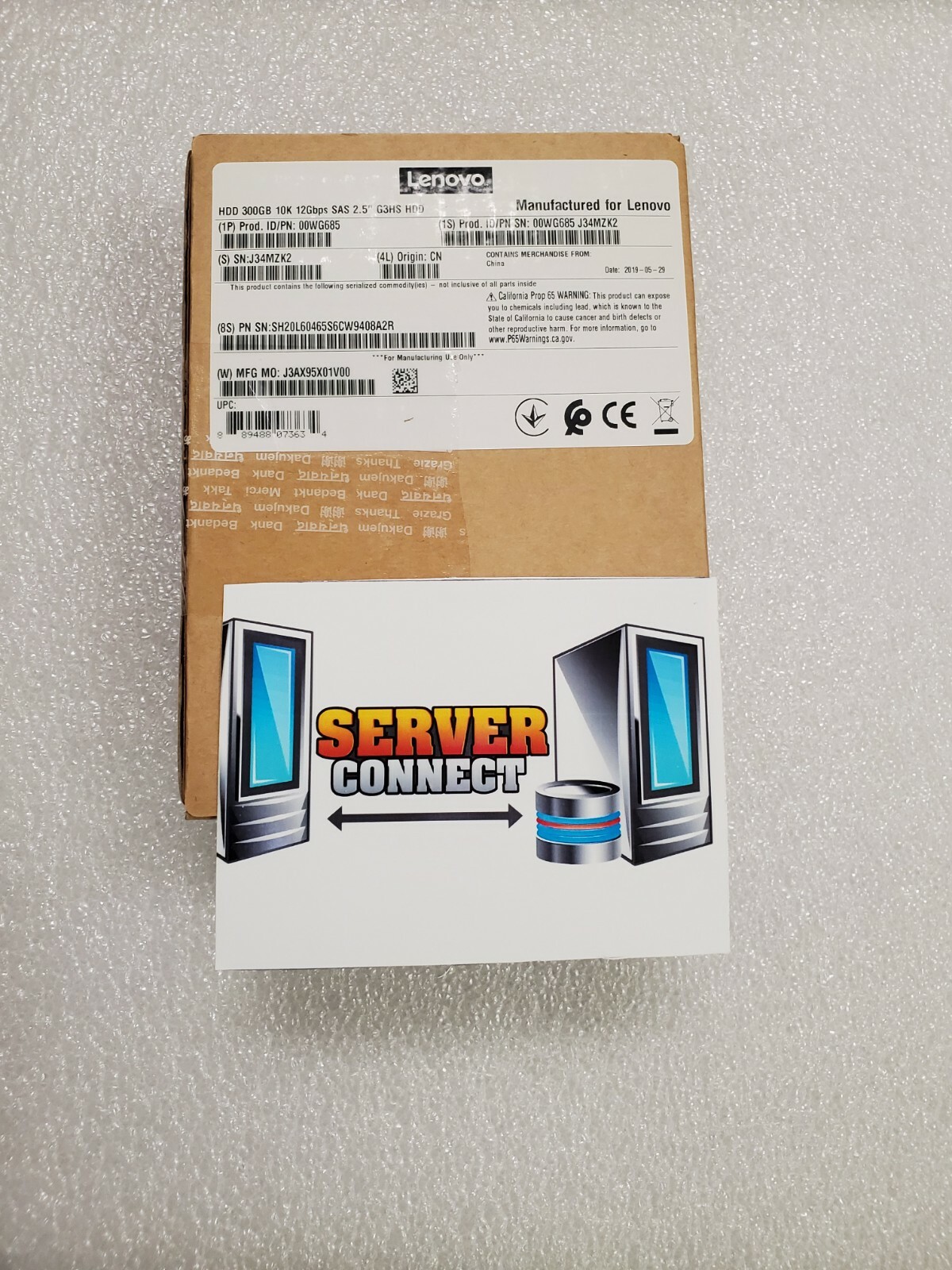 00WG685 -- LENOVO /IBM 300GB 10K SAS 12GBps G3HS HARD DRIVE --  00WG686