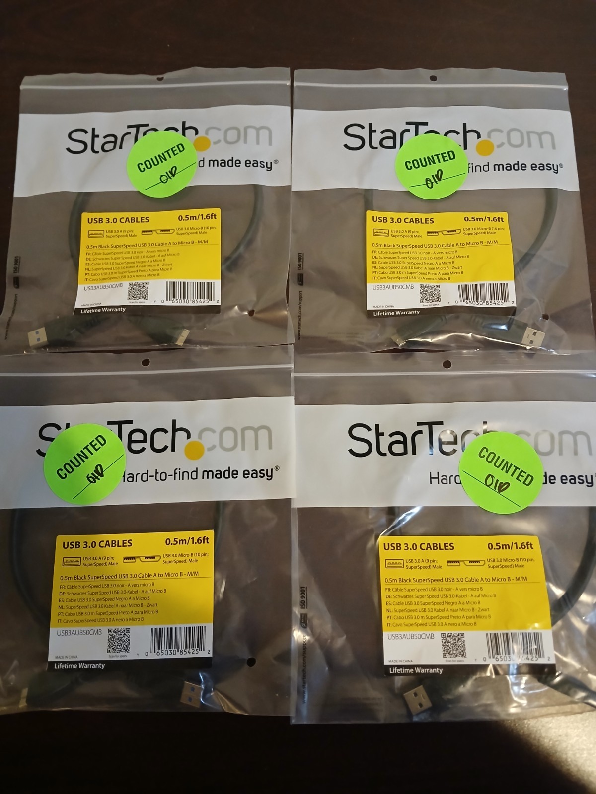 StarTech.com 1.6ft Black SuperSpeed USB 3.0 Cable A To Micro B - M/M *Lot Of 4*