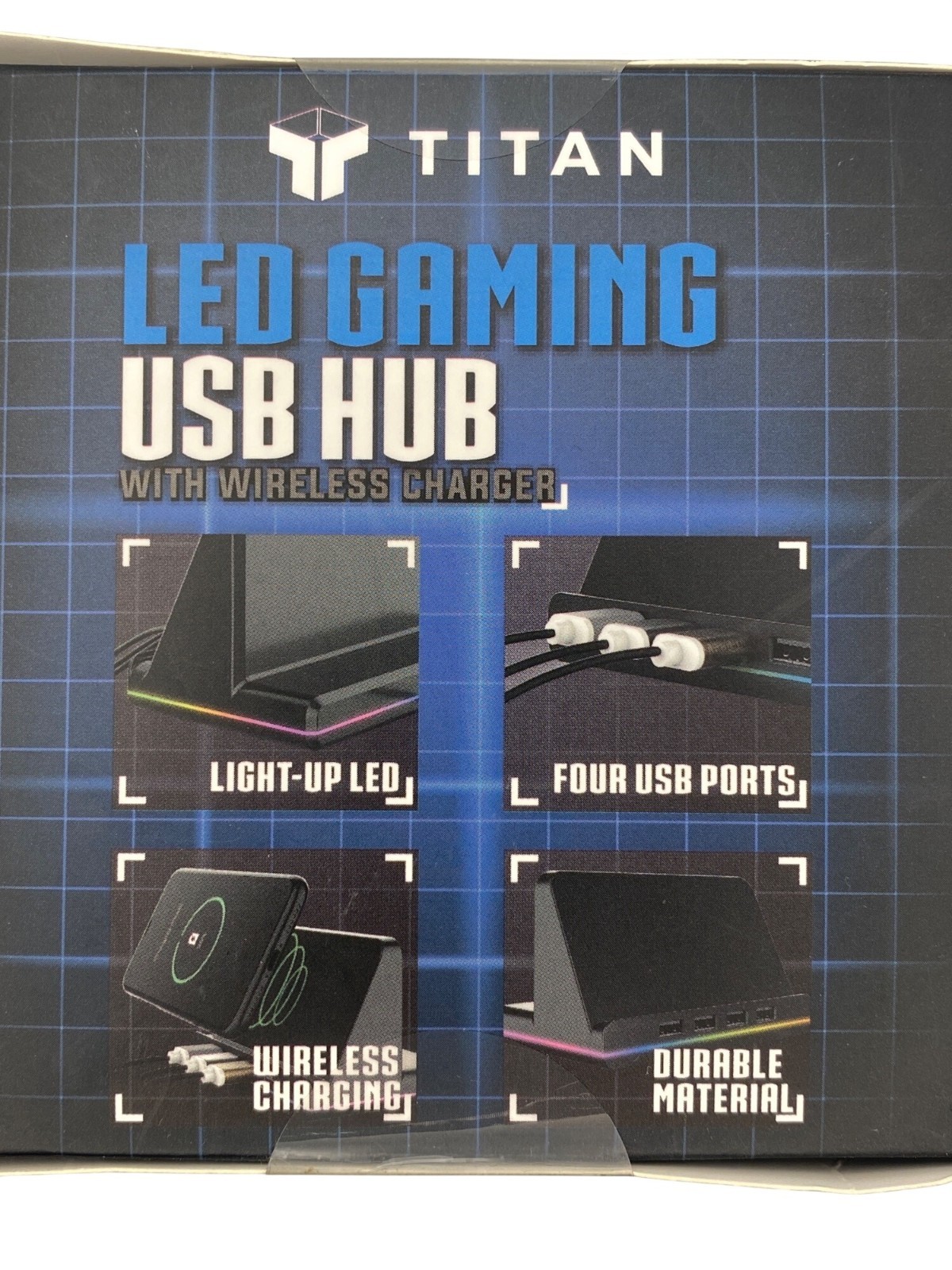 Gaming USB Hub Wireless Charger RGB LED 4 Port USB Desktop Charging Stand