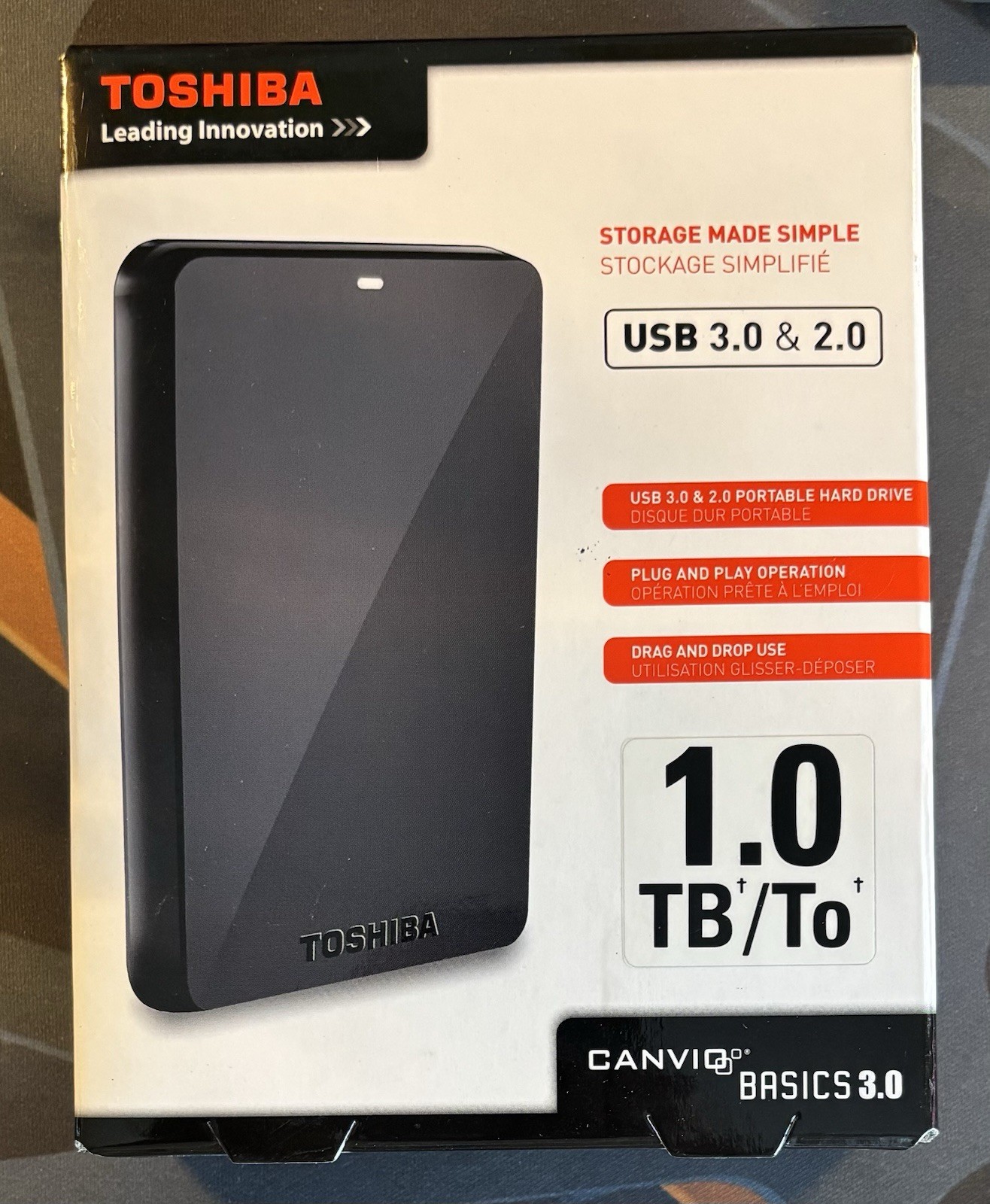 Sealed NEW Toshiba Canvio Basics 3.0 1TB External Hard Drive PN HDTB110XK3BA