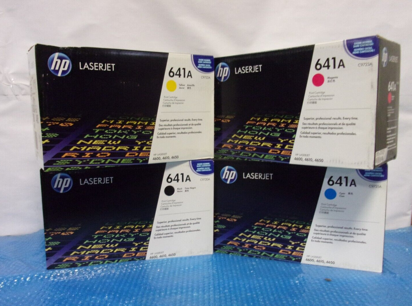 Set of 4 Genuine OEM HP 641A LaserJet Print Cartridges Black/Cyan/Magenta/Yellow