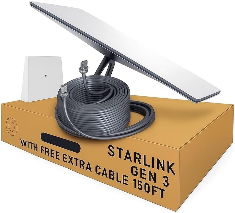 Starlink Gen 3 Standard Satellite Internet Kit – Dish with Wi-Fi 6 Router + Extr