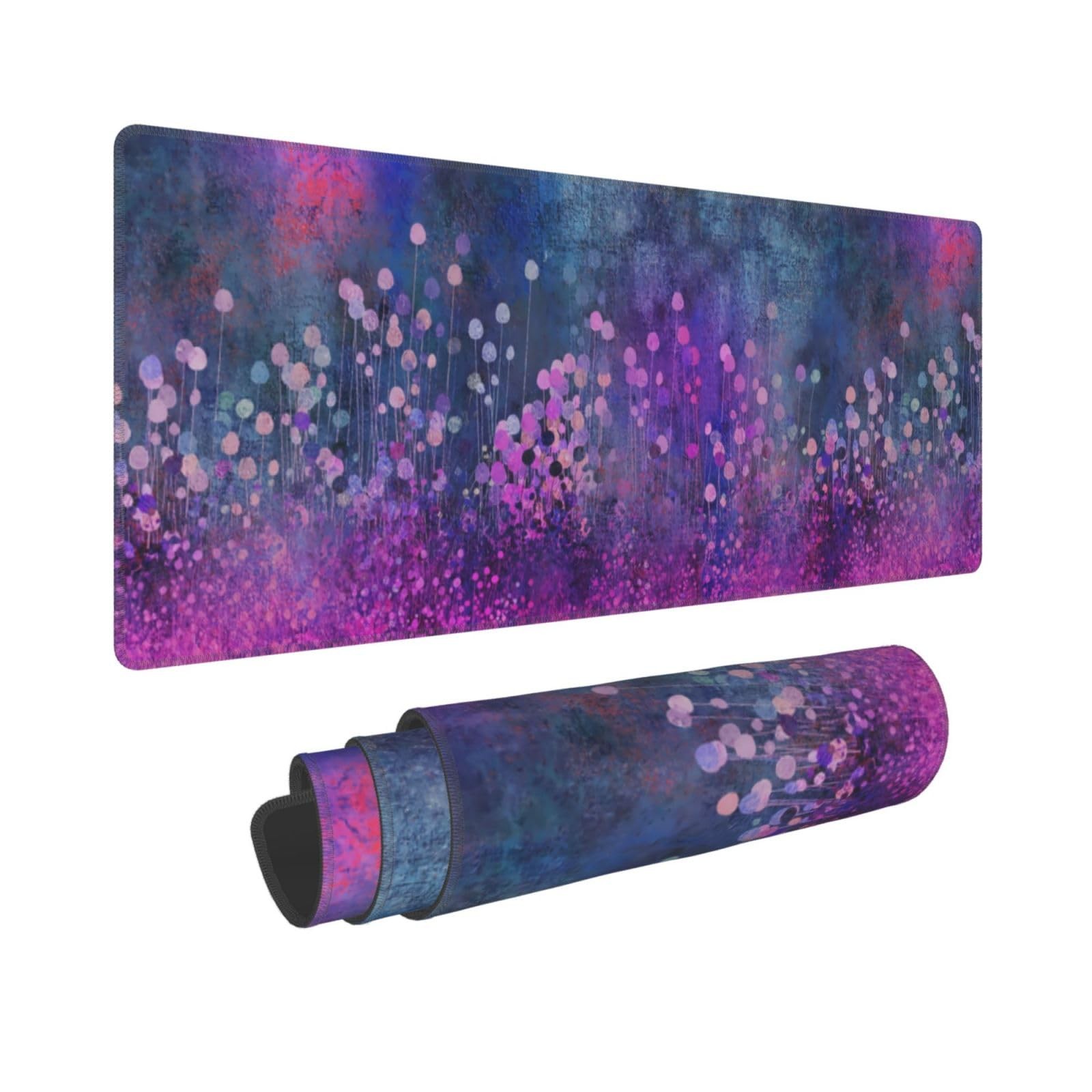 Large Gaming Mouse Pad Purple Floral XL 31.5"x11.8" Extended Modern Art Aesth...