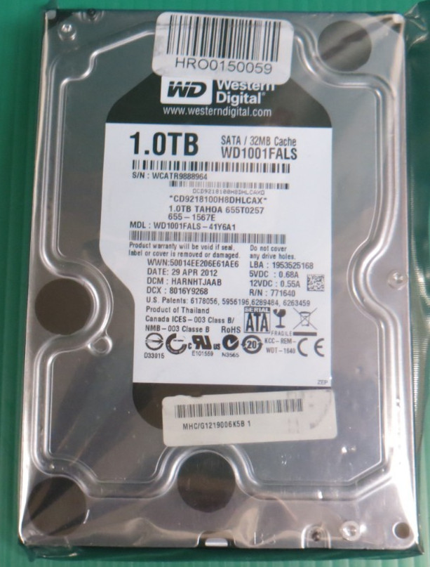 Western Digital 1TB 32MB SATA 7.2K 3.5" HDD / WD1001FALS-41Y6A1 / TAH0A / REFURB