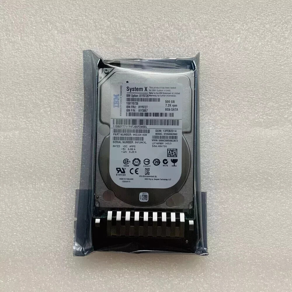 NEW IBM 81Y9727 81Y9726 81Y3857 500GB 7.2K 6G SFF 2.5" SATA NL HARD DRIVE