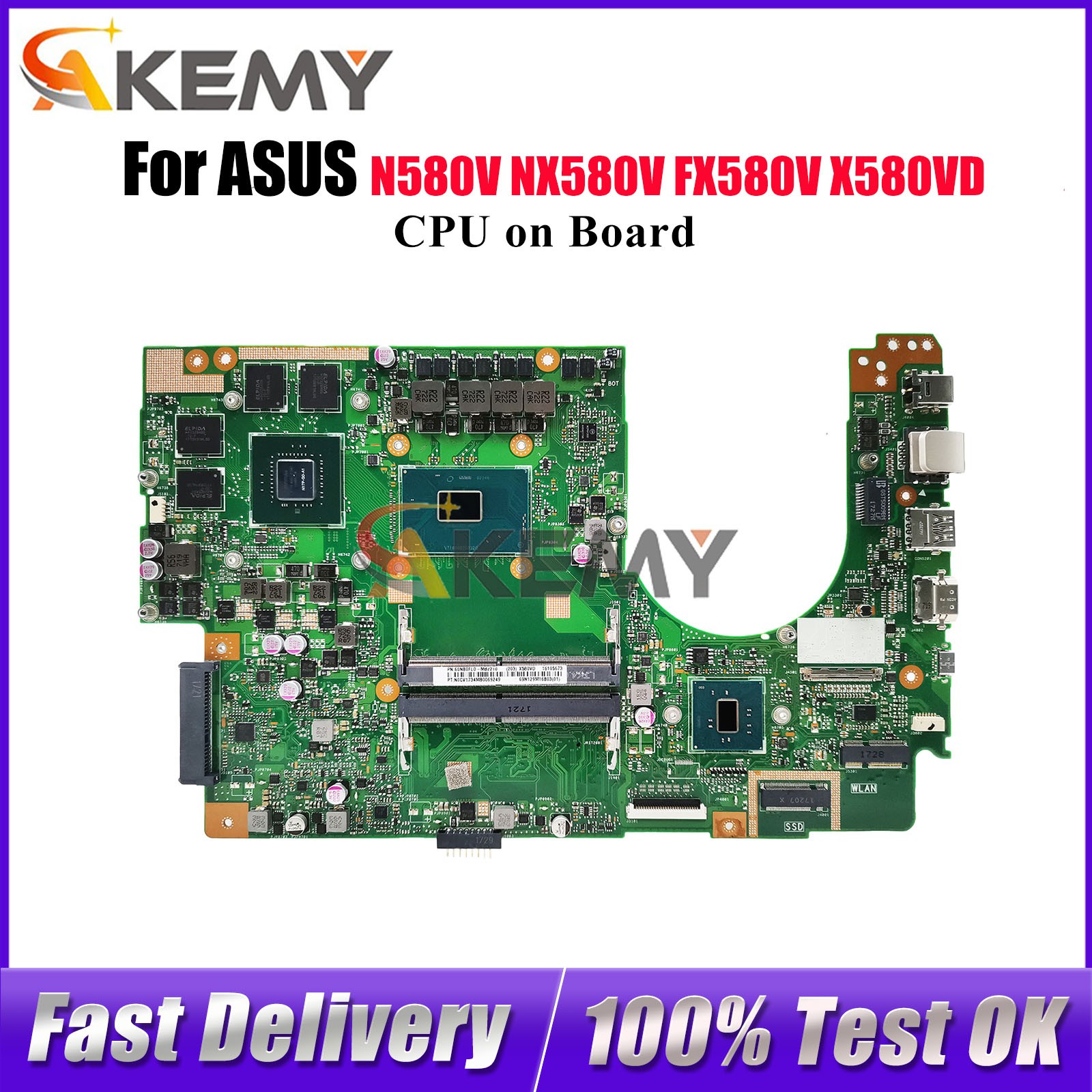 X580VD Laptop Motherboard For ASUS NX580V N580V FX580VX580VN Mainboard W/CPU