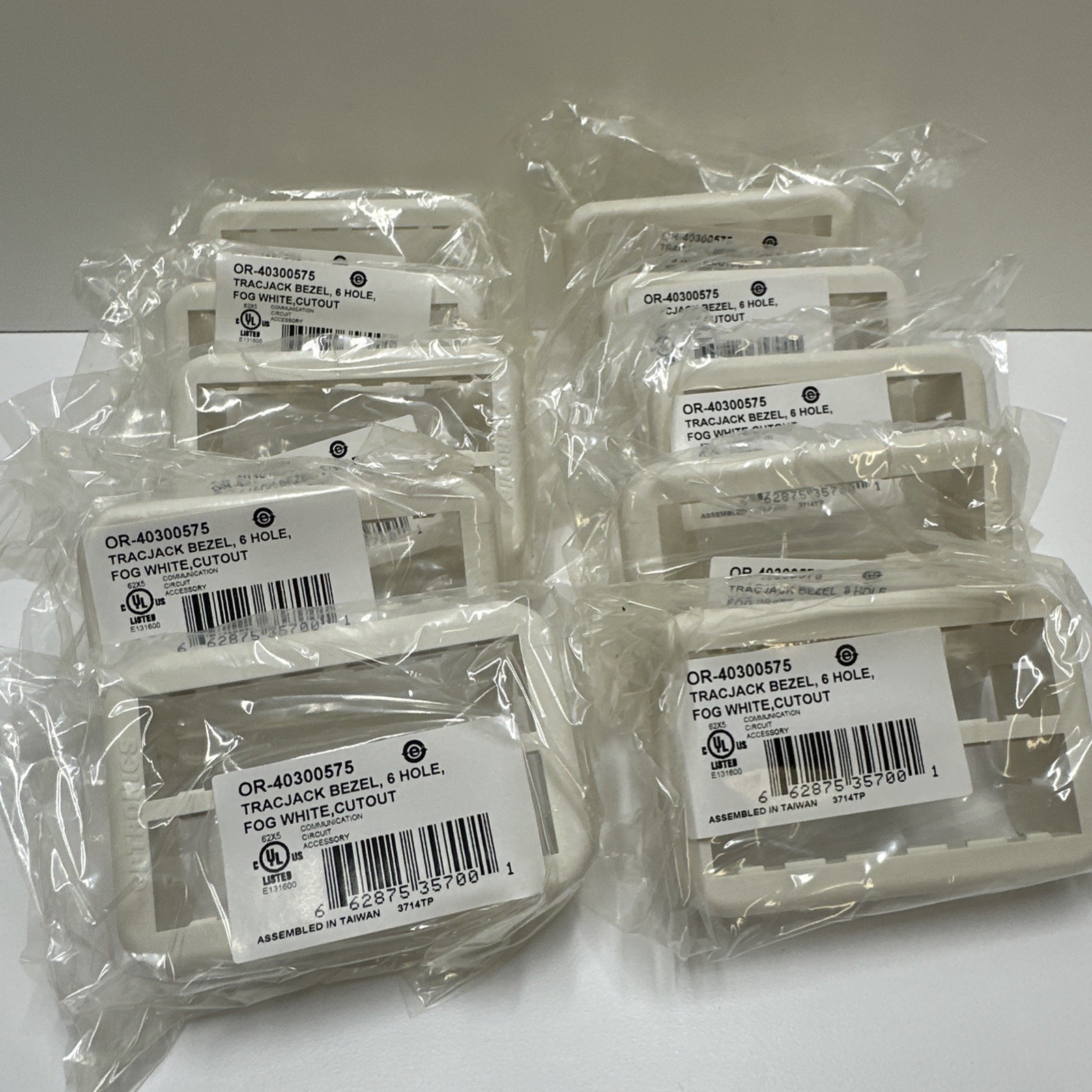 (10) Pack - Ortronics OR-40300575 Tracjack Bezel 6 Hole Fog White Faceplate New