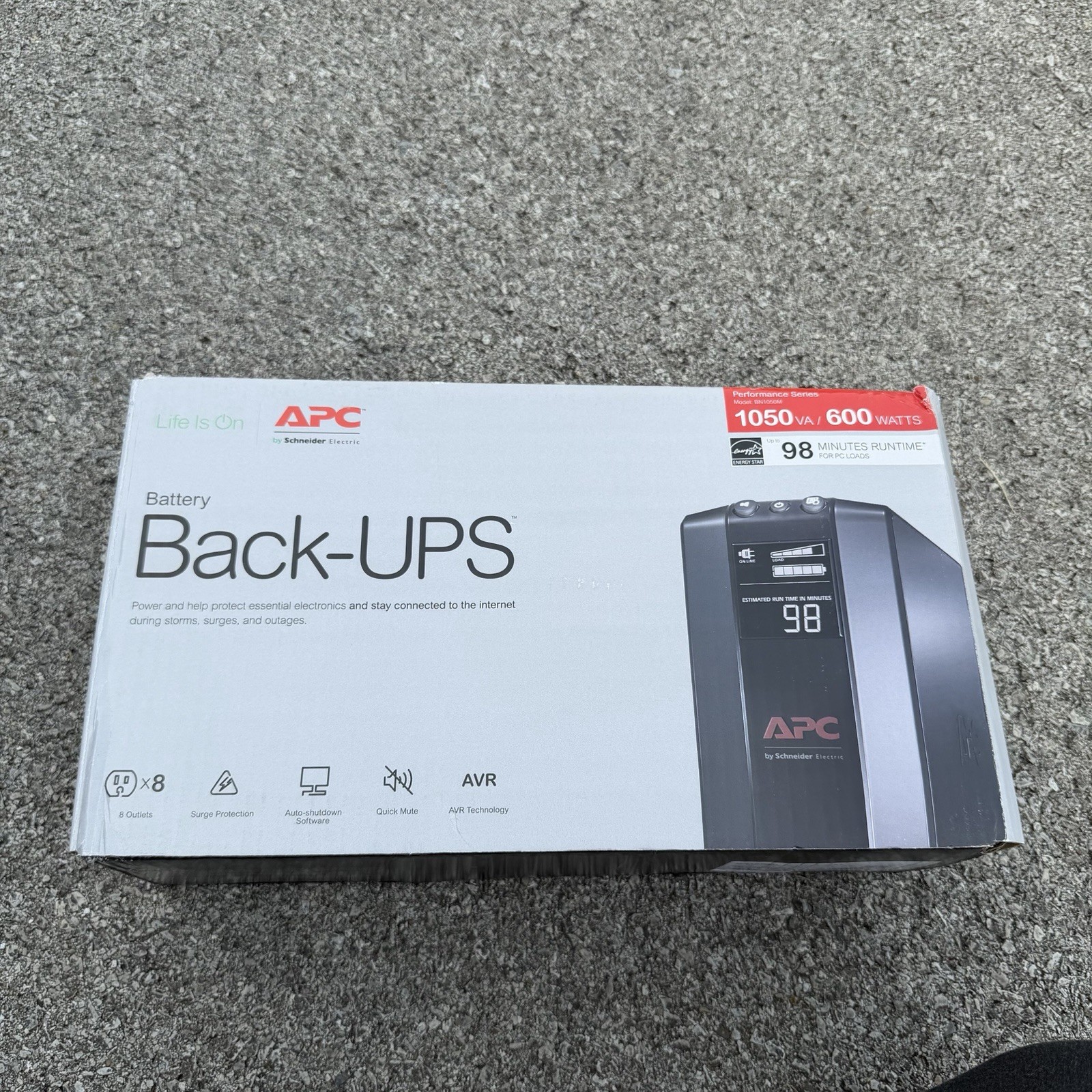 APC - Back-UPS Pro 1050VA Retail, 1050VA, 600W, 8 outlets - Black - tested