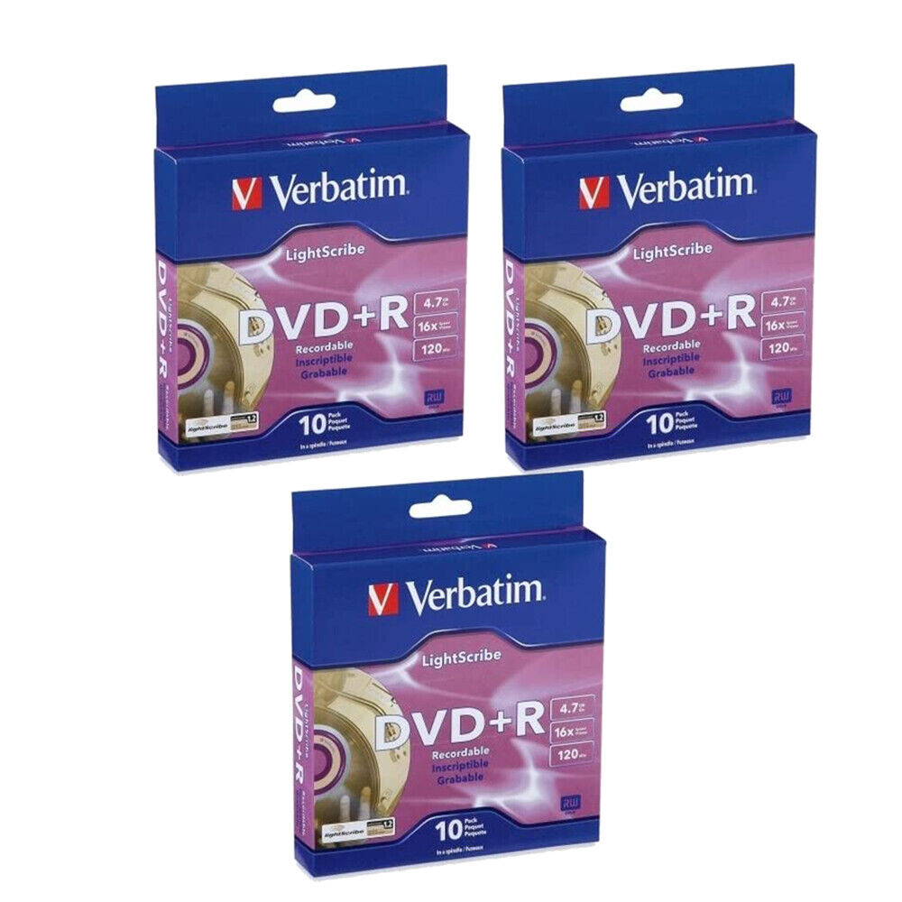 Verbatim LightScribe DVD+R Blank Media 30pk - Laser Etch Prints Direct to Disc