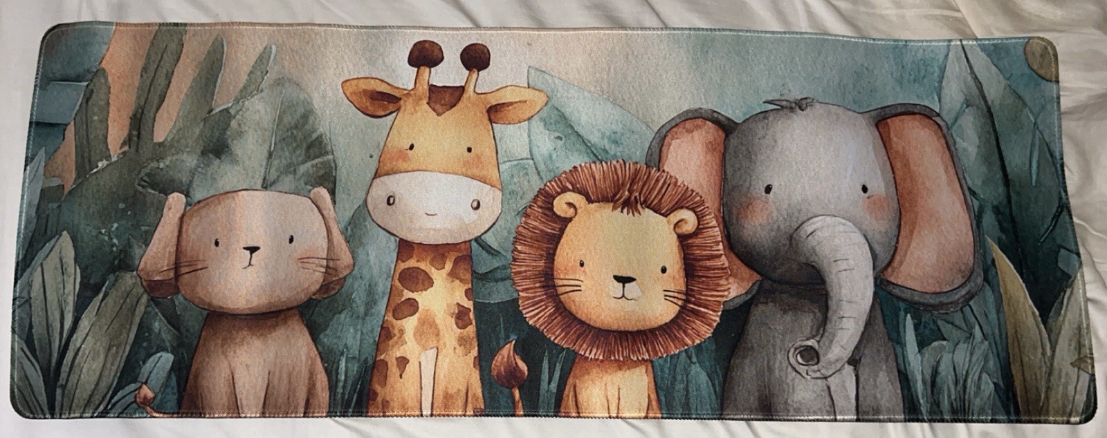 Cute Watercolor Safari Jungle Animals Desk Mat Extended Mouse Pad Play Runner